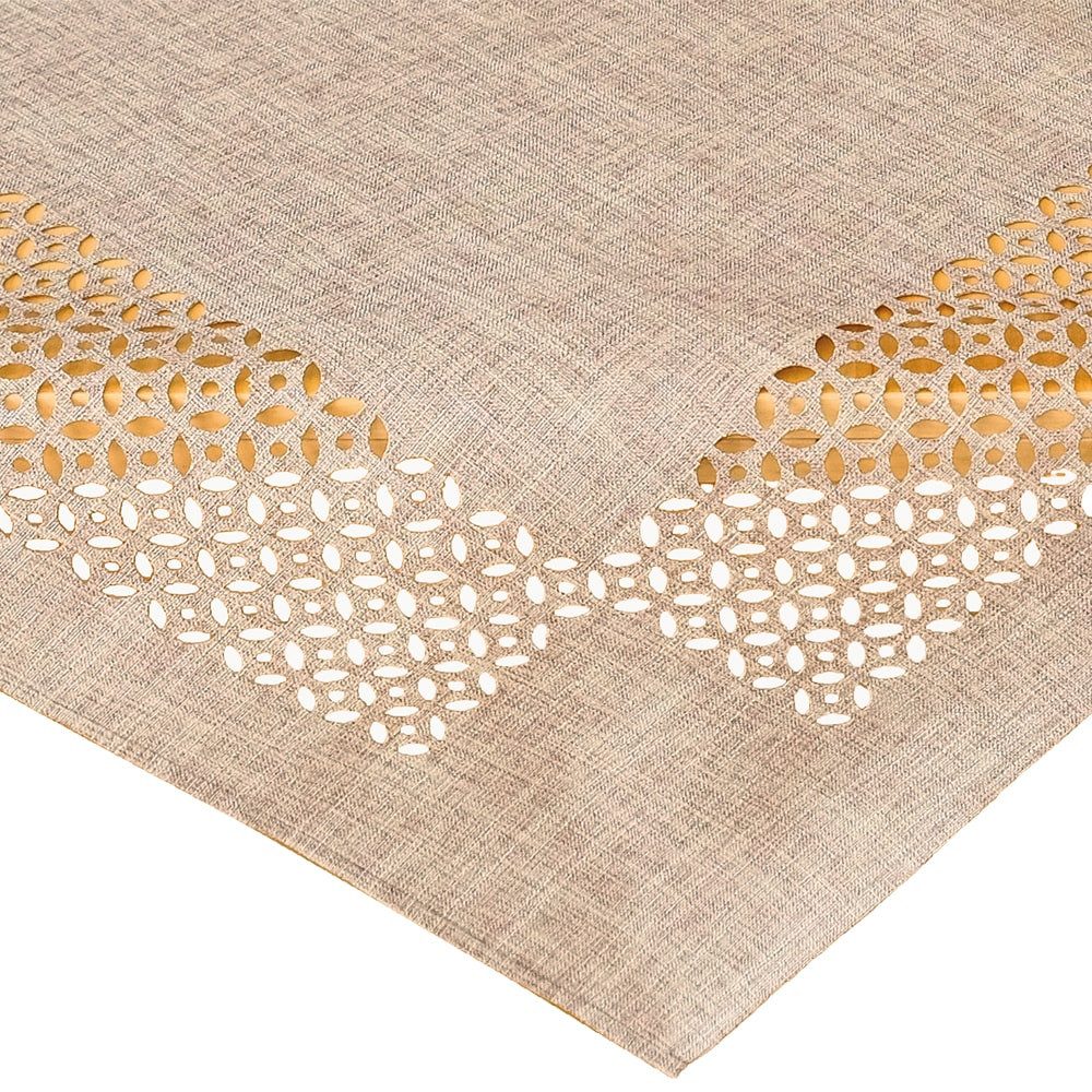matches21 HOME & HOBBY Tischdecke Tischdecke REA durchbrochene Ornamente Polyester braun 85 x 85 cm (1-tlg), Pflegeleicht & waschbar bei 30 °C