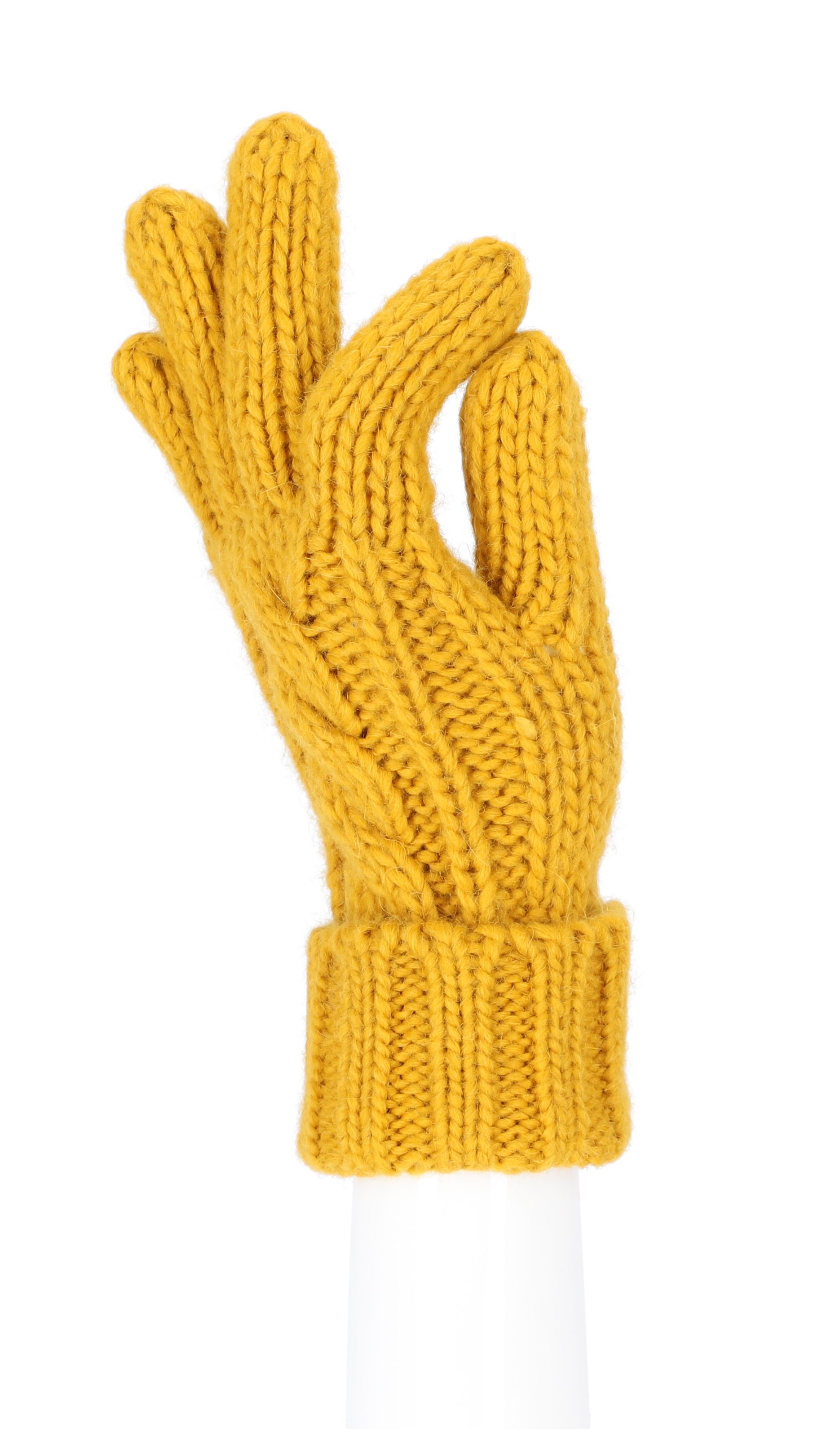 Strickhandschuhe Handschuhe grobgestrickte Strickhandschuh gelb Accessoires weiche, halsüberkopf