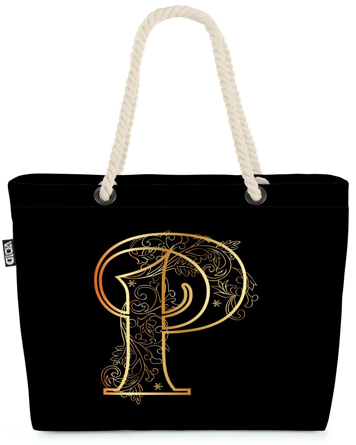 VOID Strandtasche (1-tlg), P Buchstabe Floral Vintage A Buchstabe Floral Vintage Alphabet Vintag