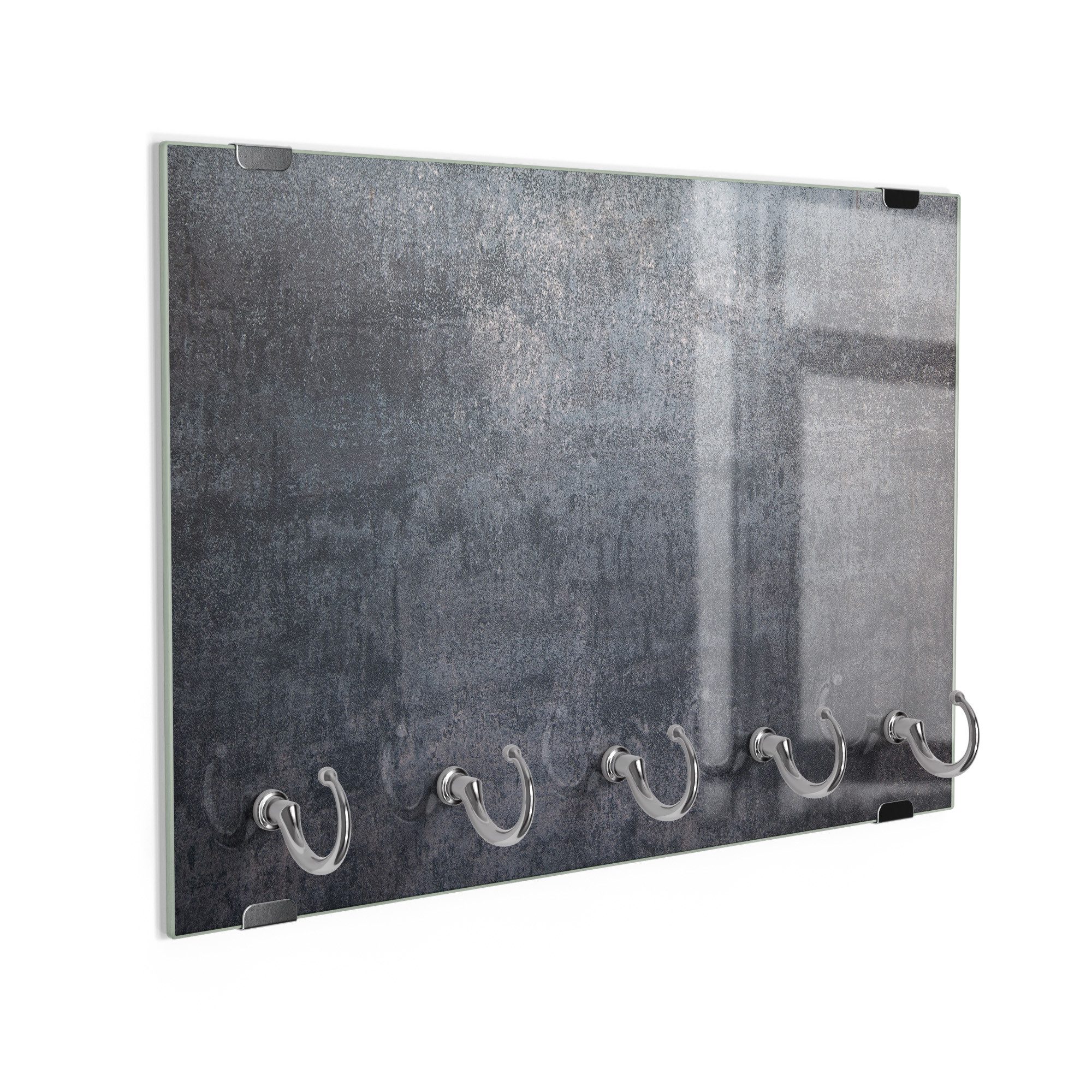 DEQORI Schlüsselbrett 'Raue Metalloberfläche', (1 St), Schlüsselhalter Schlüssel Haken Schlüsselboard modern Schlüsselleiste