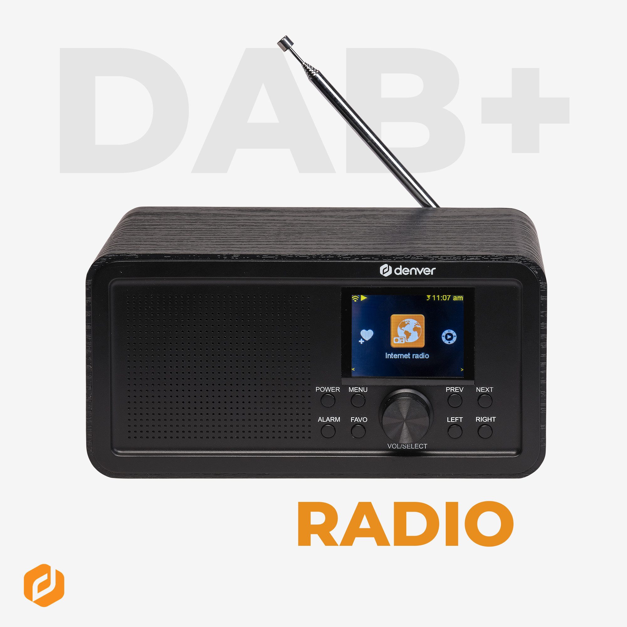 Denver DIR-200 Internet-Radio (Digitalradio (DAB), FM-Radio, Internetradio, 2 W, mit Bluetooth 5.0 und integriertem Wecker)