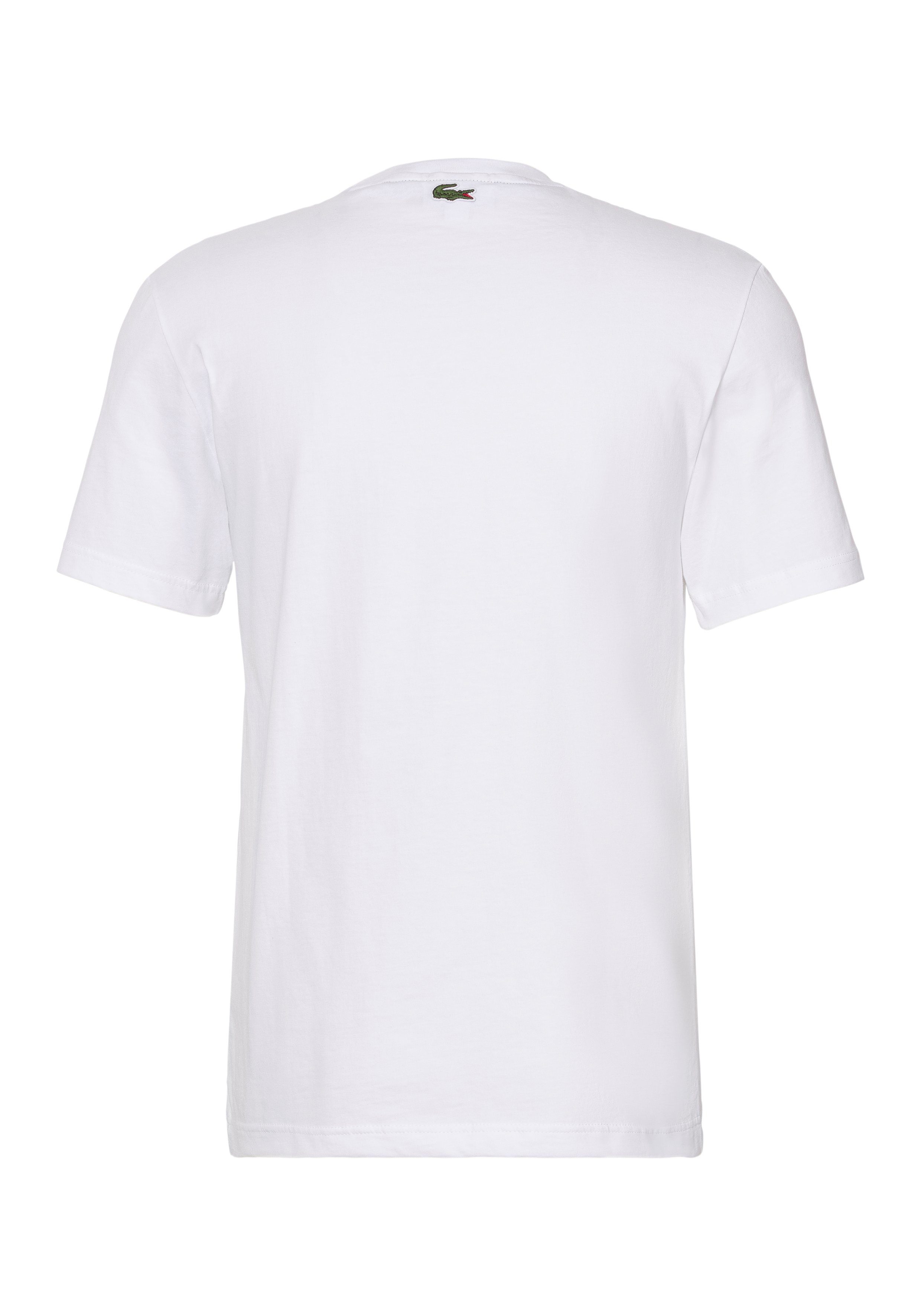 auf mit der WHITE Lacoste T-Shirt Lacoste T-SHIRT Brust Print