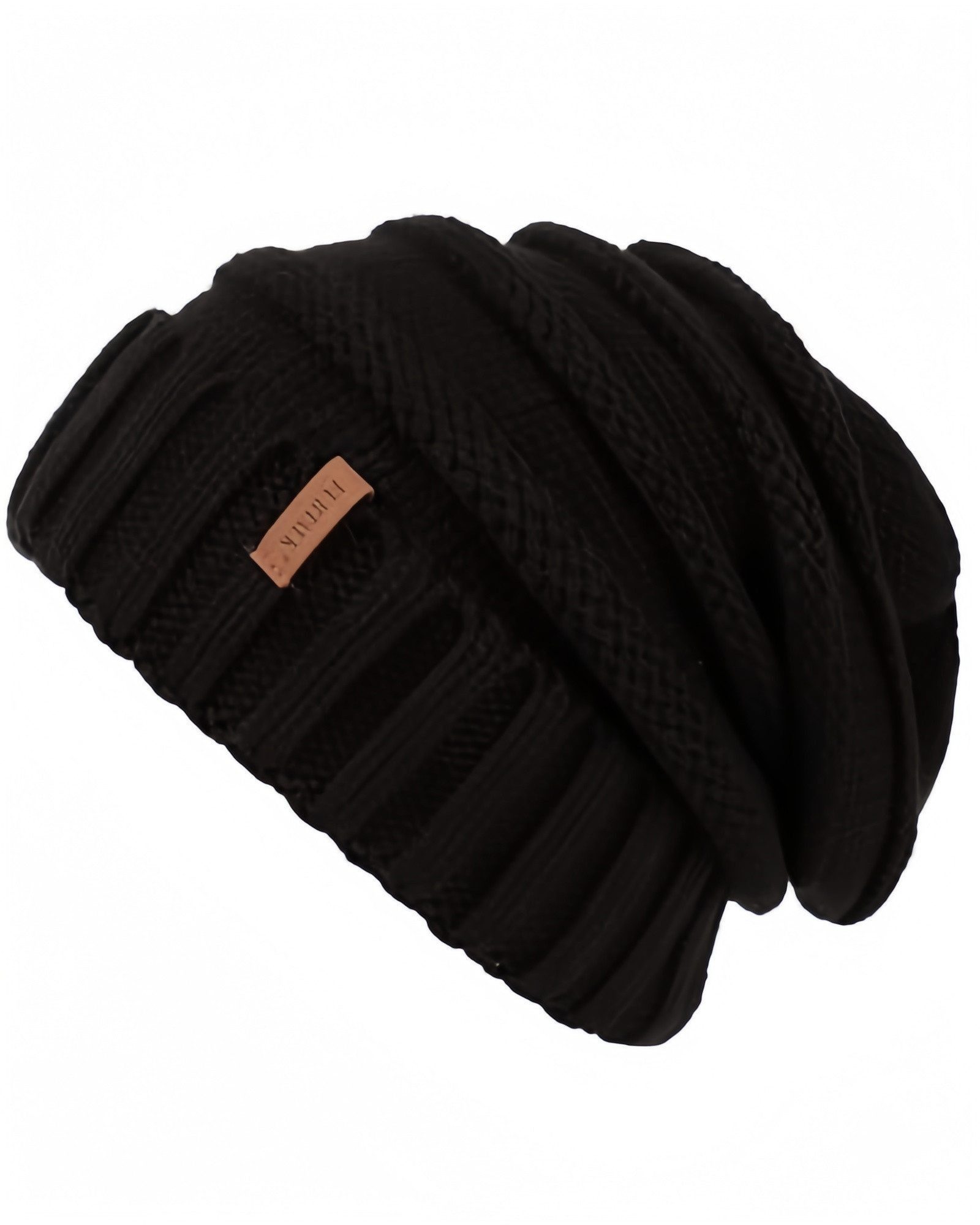 FOUORTUNATE-BEE Strickmütze Damen Wintermütze, weiche Strickmütze, locker & vielseitig tragbar (Breite Strick-Wintermütze Damen, modische, warme Mütze für Winter)