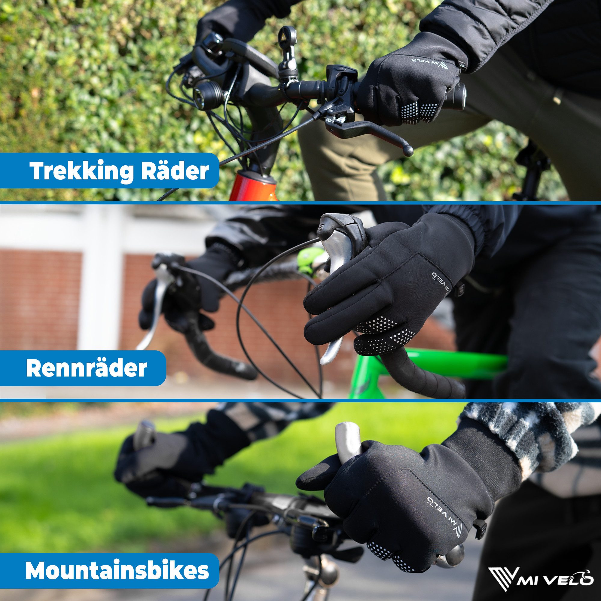 MIVELO Fahrradhandschuhe warme Winterhandschuhe wasserabweisend winddicht mit Touchscreen Funktion