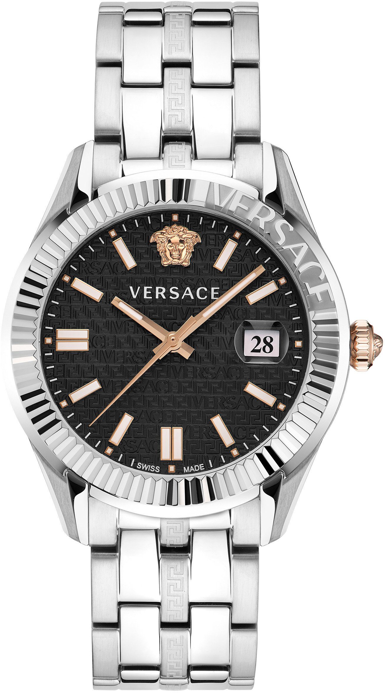 Versace Quarzuhr GRECA TIME, VE3K00322, Armbanduhr, Damenuhr, Saphirglas, Datum, Swiss Made, analog