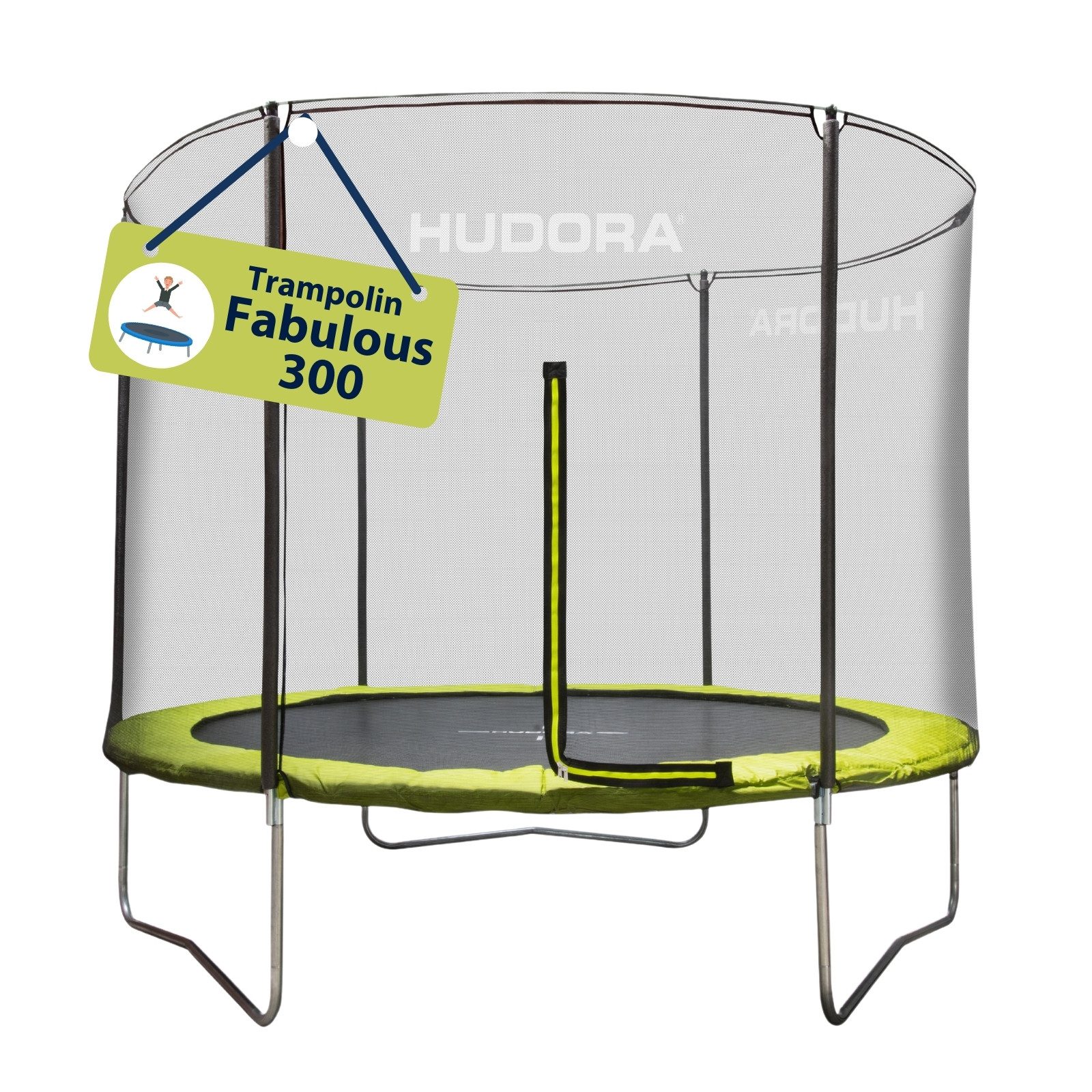 Hudora Gartentrampolin Fabulous für Kinder/Jugendliche & Erwachsene, Ø 300 cm, mit Sicherheitsnetz, TÜV-GS geprüft, extra breite Randabdeckung