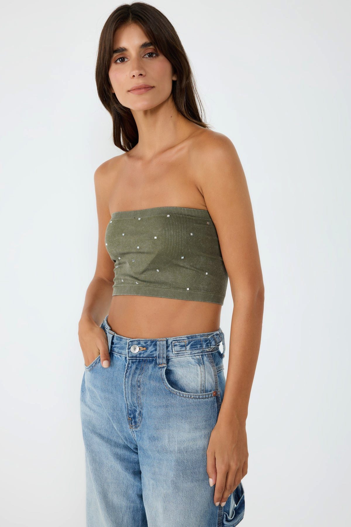 Blusenbody Bustier mit Steindetails