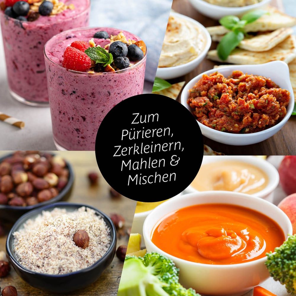GOURMETmaxx Standmixer Mixer Mr. Magic 19-tlg. 400W anthrazit/schwarz, 400 W, inkl. Zubehör-Set L rot Speisen Smoothies Getränke 4 Mixbecher To-Go – Bild 5 von 5