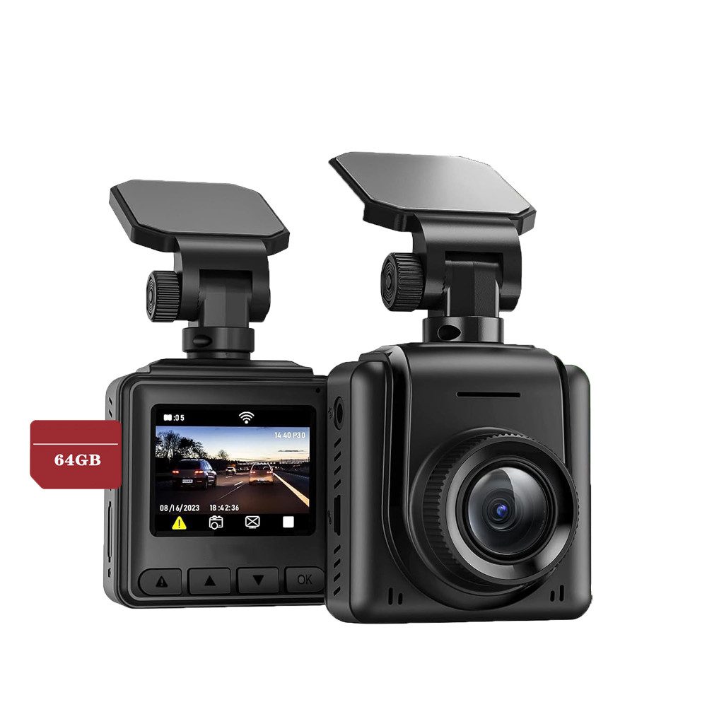 Avylet 2K Dashcam Auto vorne mit Nachtsicht, WiFi & GPS-Unterstützung Dashcam (1440P HD, WLAN (Wi-Fi), 150°-Weitwinkel, App-Steuerung, Echtzeitbilder, 64GB Speicher Karte, 1,5-Zoll-IPS-Bildschirm)