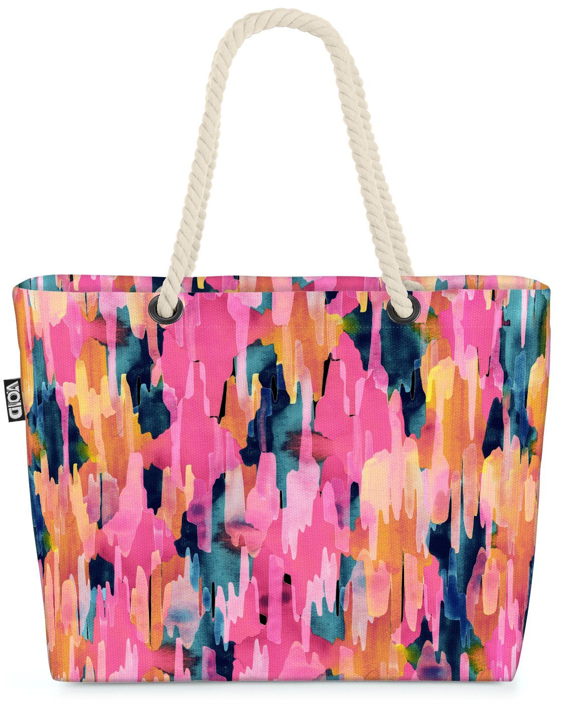 VOID Strandtasche (1-tlg), Farbspiel Pink Orange Beach Bag Kunst Farben Malen Bunt Grafisch gemustert