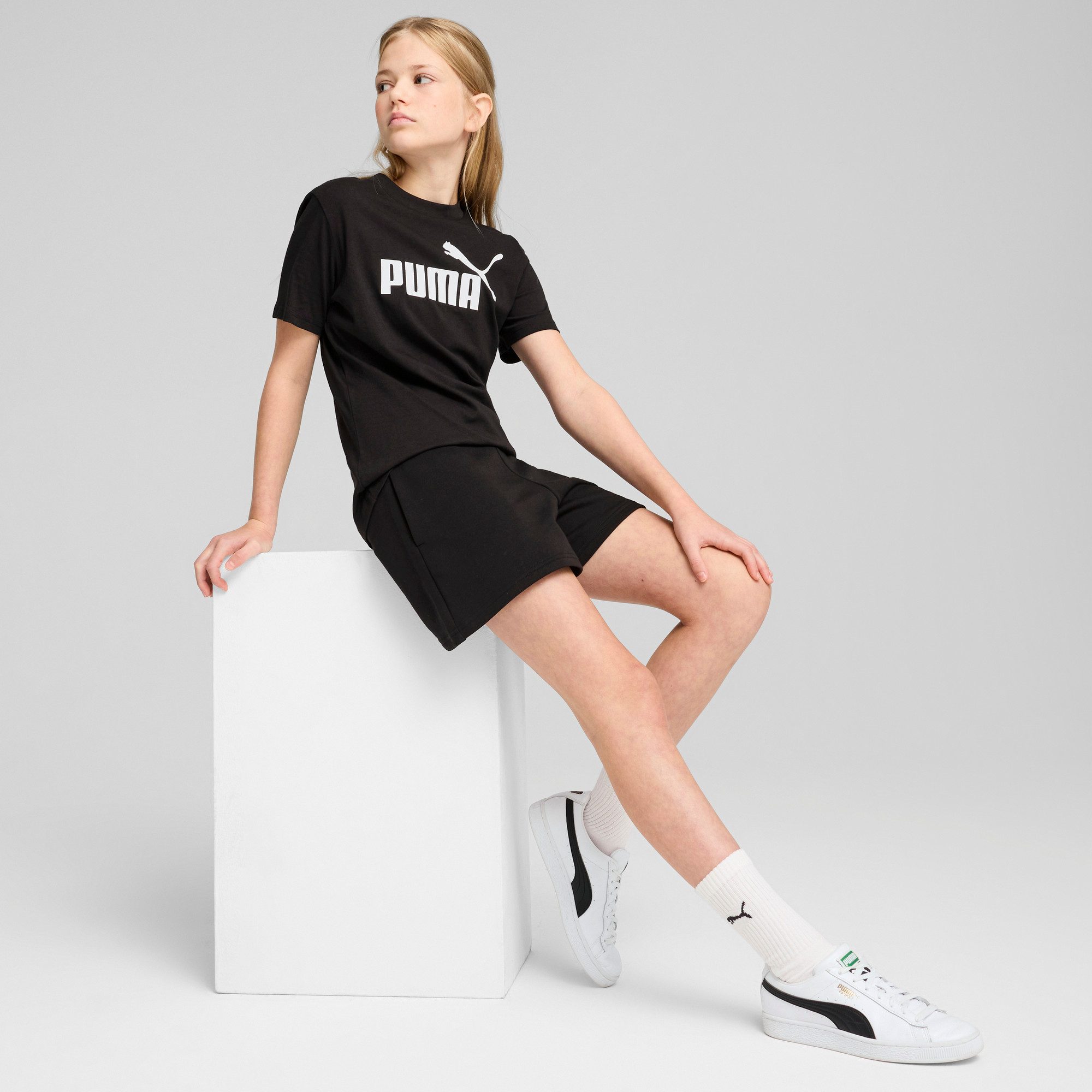 PUMA T-Shirt ESS NO 1 LOGO TEE G Regular Fit, Kurzarm, mit Kapuze, mit Logodruck