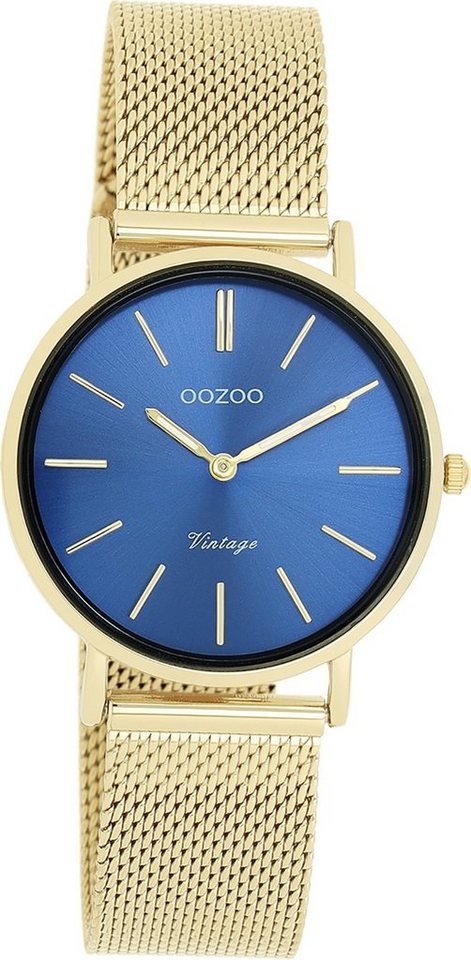 Oozoo Damen 32mm) OOZOO (ca. Metall, Vintage Uhr Oozoo Casual-Style, Damenuhr Armbanduhr Series, rund, mittel Quarzuhr Mesharmband,