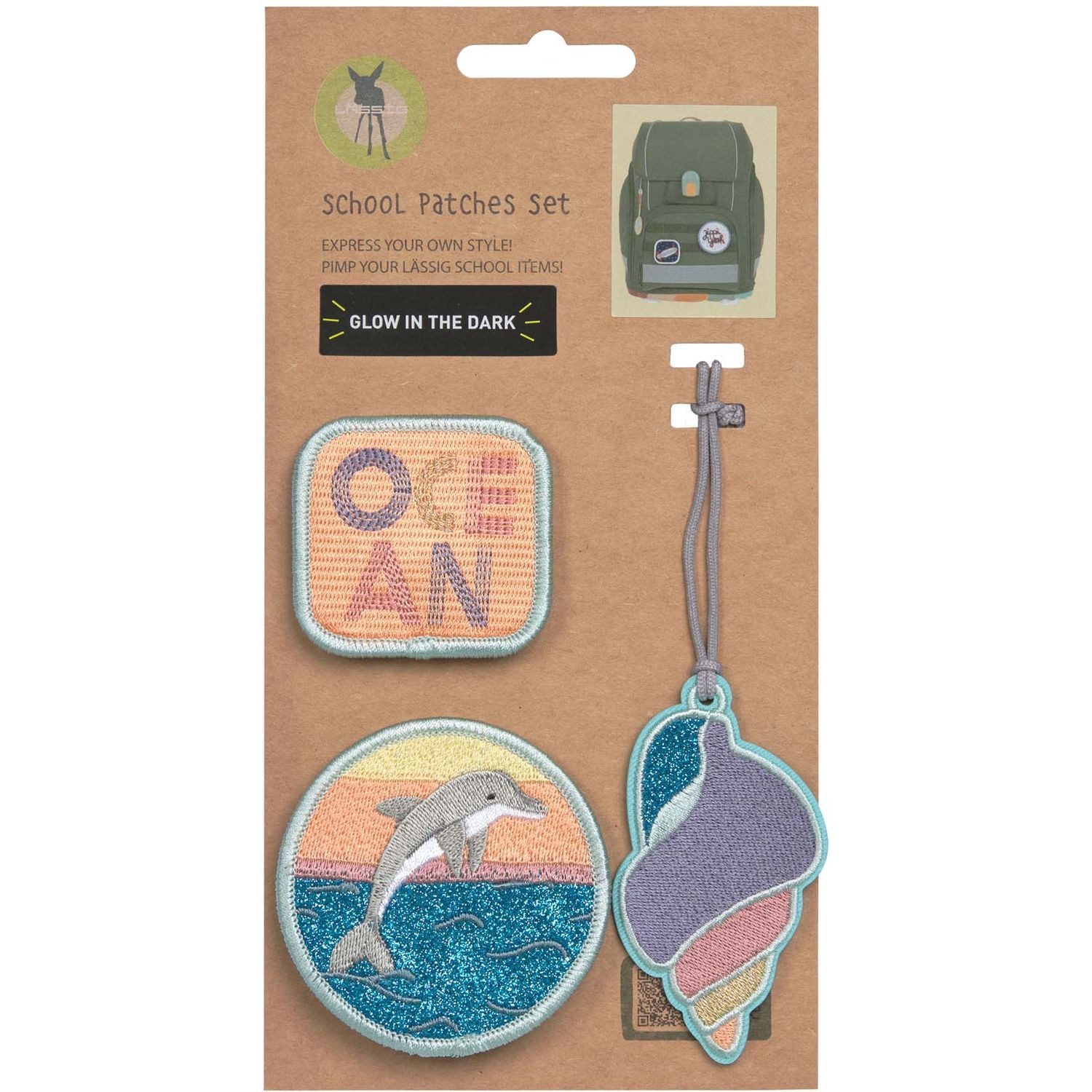 LÄSSIG Schulranzen School Patches Set 3-tlg. Dolphin Ocean Edition