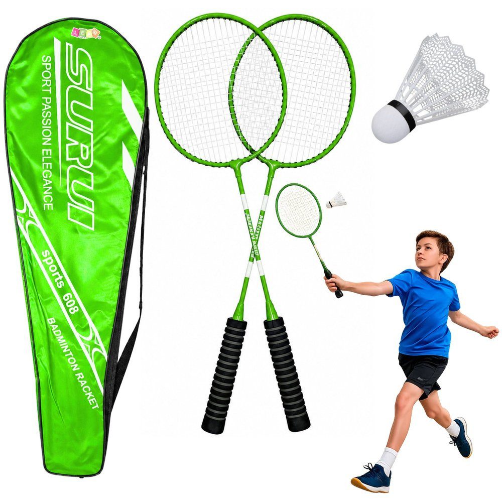 Wisam Lernspielzeug Badminton-Set, Schläger, Federballhülle, Grün