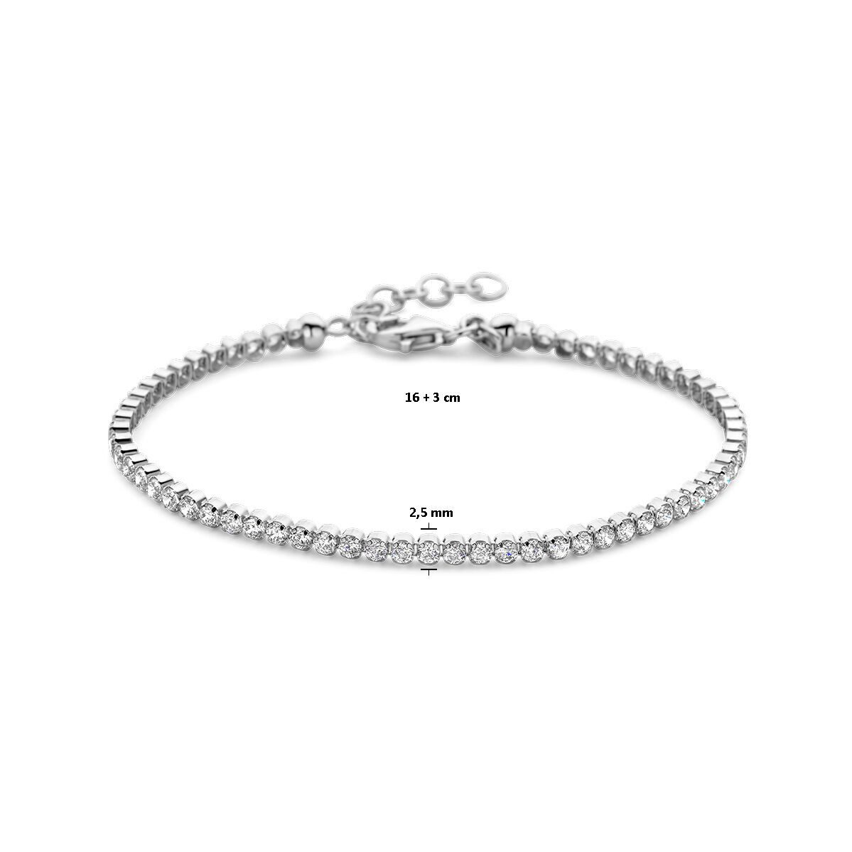 NICEANDnoble Tennisarmband 925er Silber rhodiniert Tennisarmband Zirkonia, mit Verlängerung