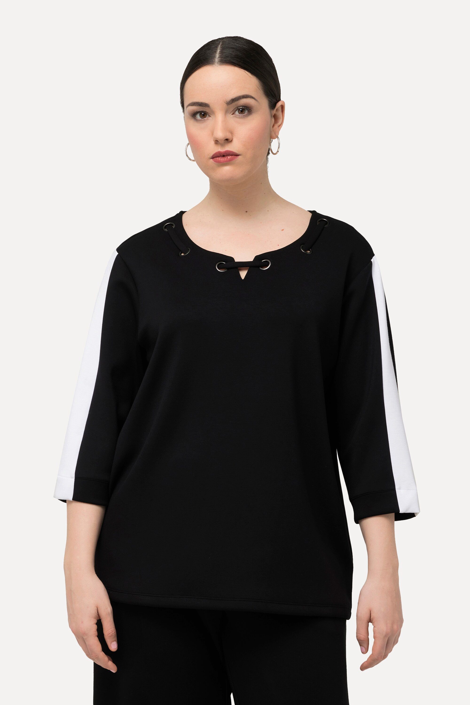 Ulla Popken Sweatshirt Sweatshirt Ösen Rundhals günstig online kaufen