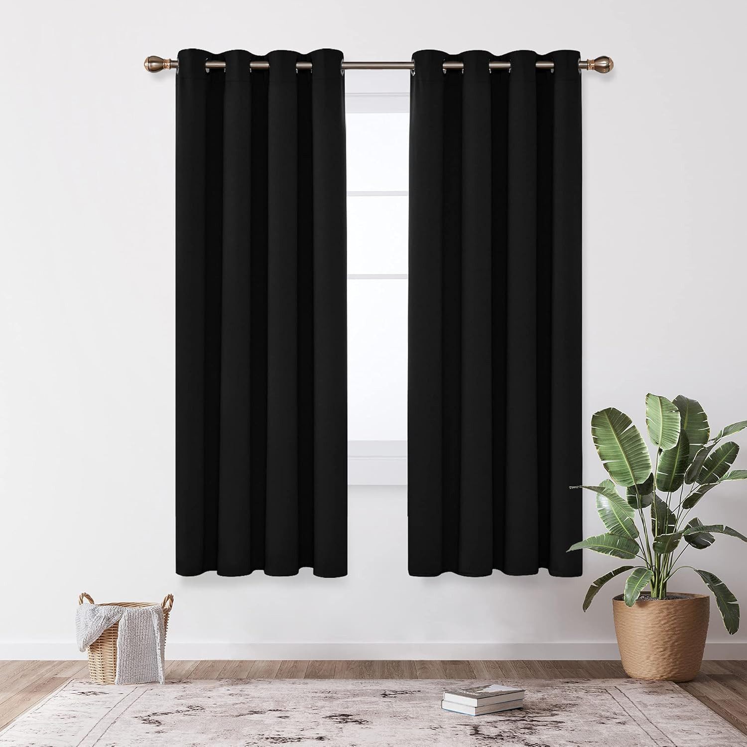 Deconovo Verdunkelungsvorhang Шторы mit Ösen Blickdichte Vorhang Kälteschutz Schlafzimmer 2er Set, Blackout Curtain einfarbig Thermo Vorhang Verdunkelung Wärmeisolierend