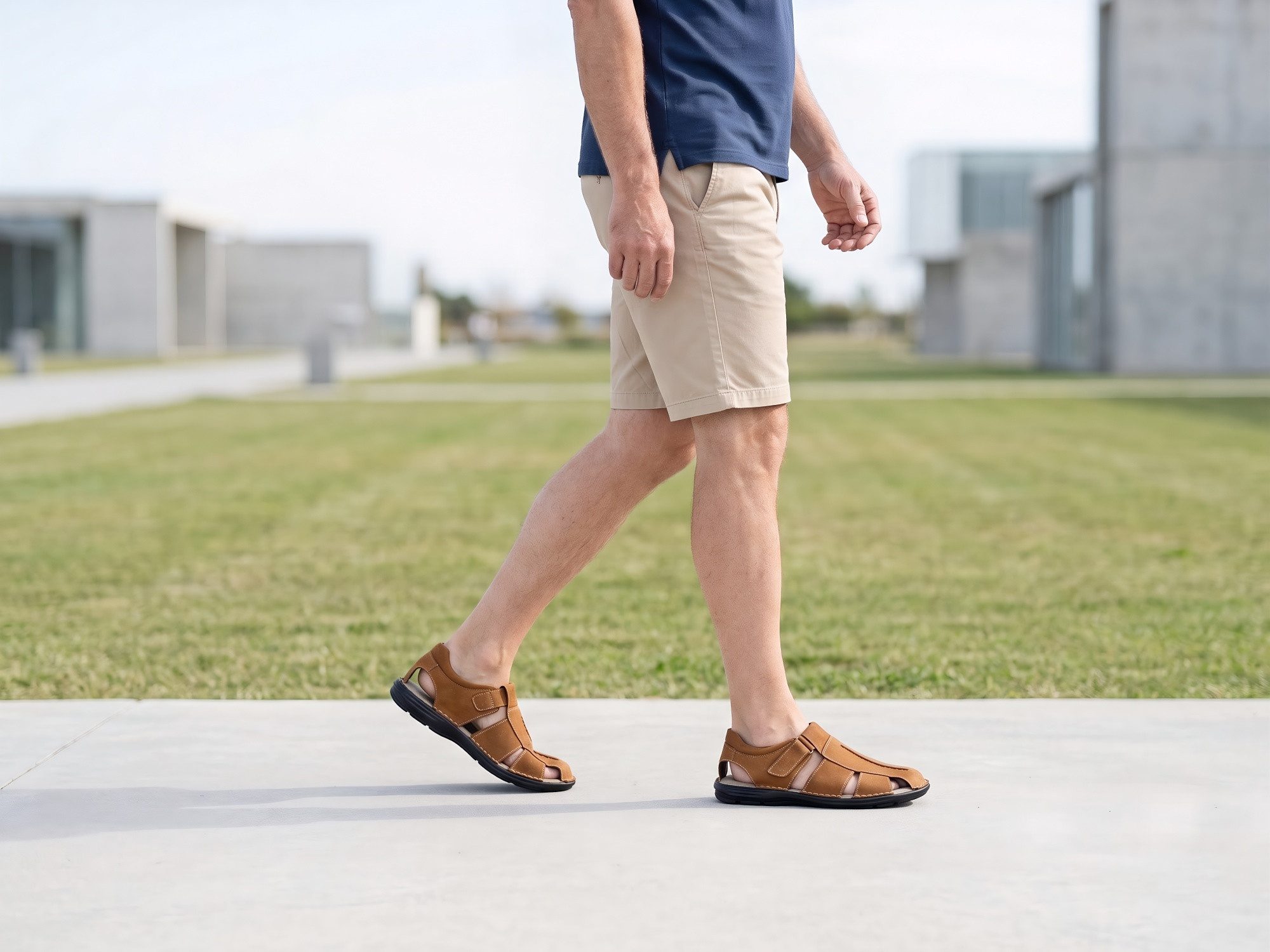 Nowaland Herren Echtleder Sandalen bequem Klettverschluss Sommer Sandale Echtleder, weiches Fußbett, flexibel und alltagstauglich – Bild 5 von 5