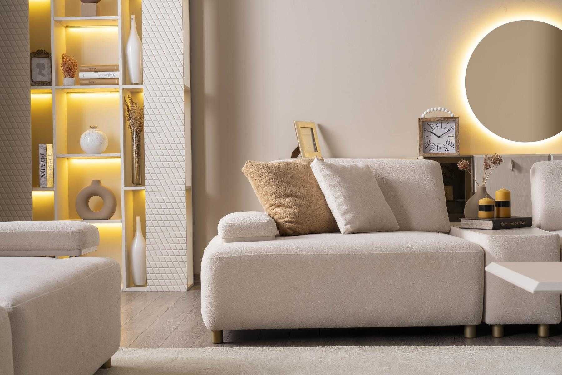 JVmoebel Sitzgruppe Sofa Sessel Stil modern Farbe beige gemütlich neu geräumig weich, (3-tlg)