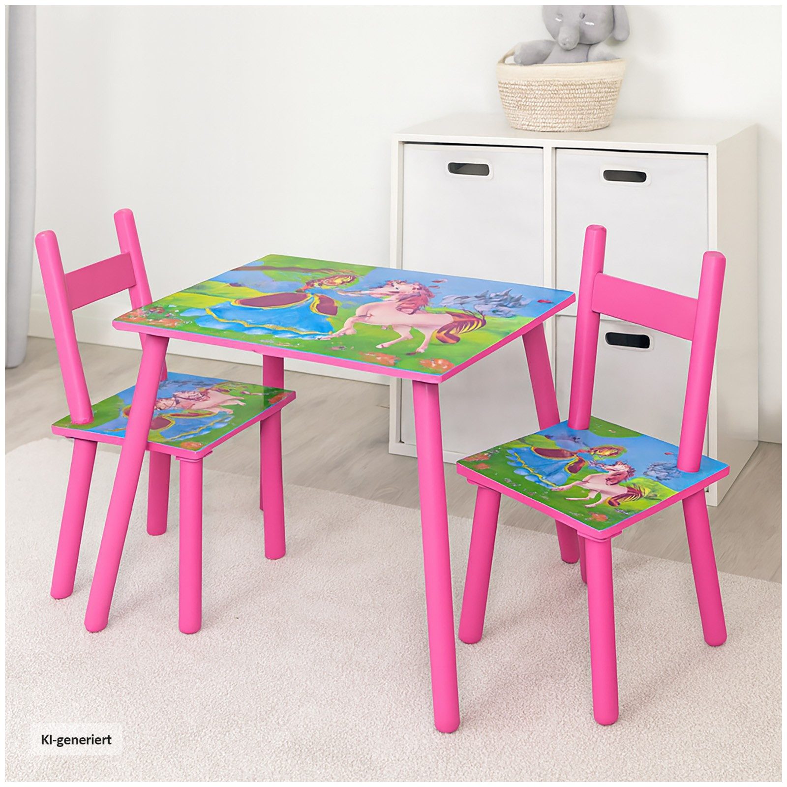 HTI-Living Kindersitzgruppe Kindertischgruppe mit Einhorn-Motiv, (Set, 1-tlg., 1 Kindertischgruppe), Kindertisch Kinderstuhl Kindermöbel