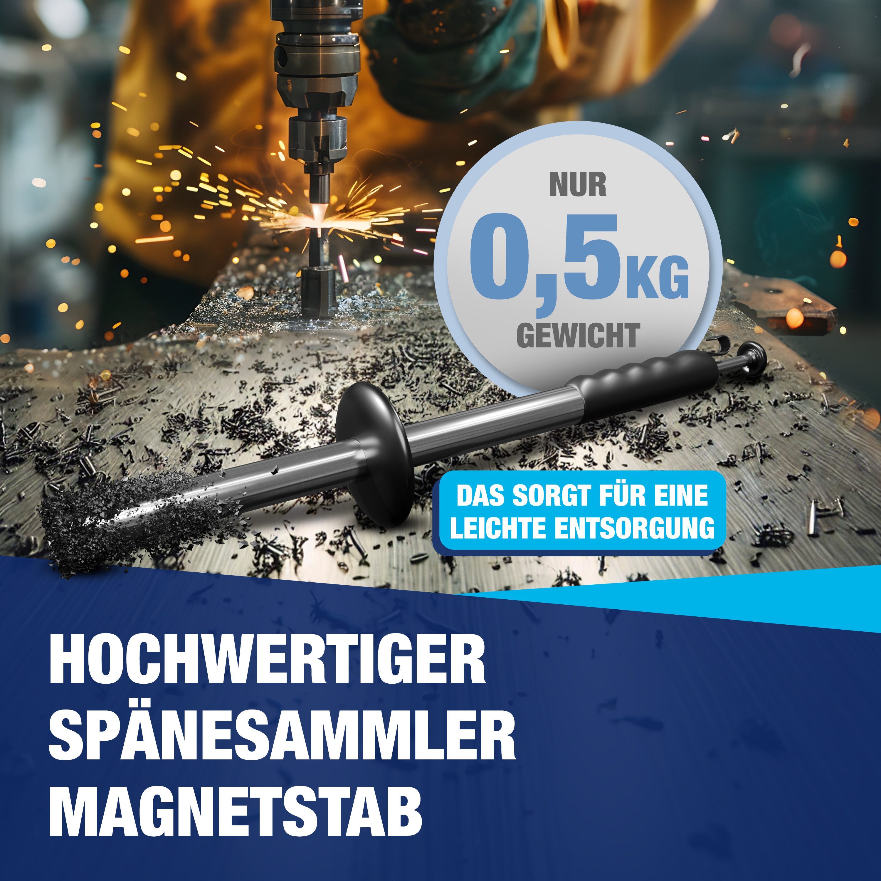 NTG Nutzfahrzeug Technik GmbH Spänewanne Spänestab Spänesammler Magnet 5kg Magnetstab Metallspäne 385 mm lang
