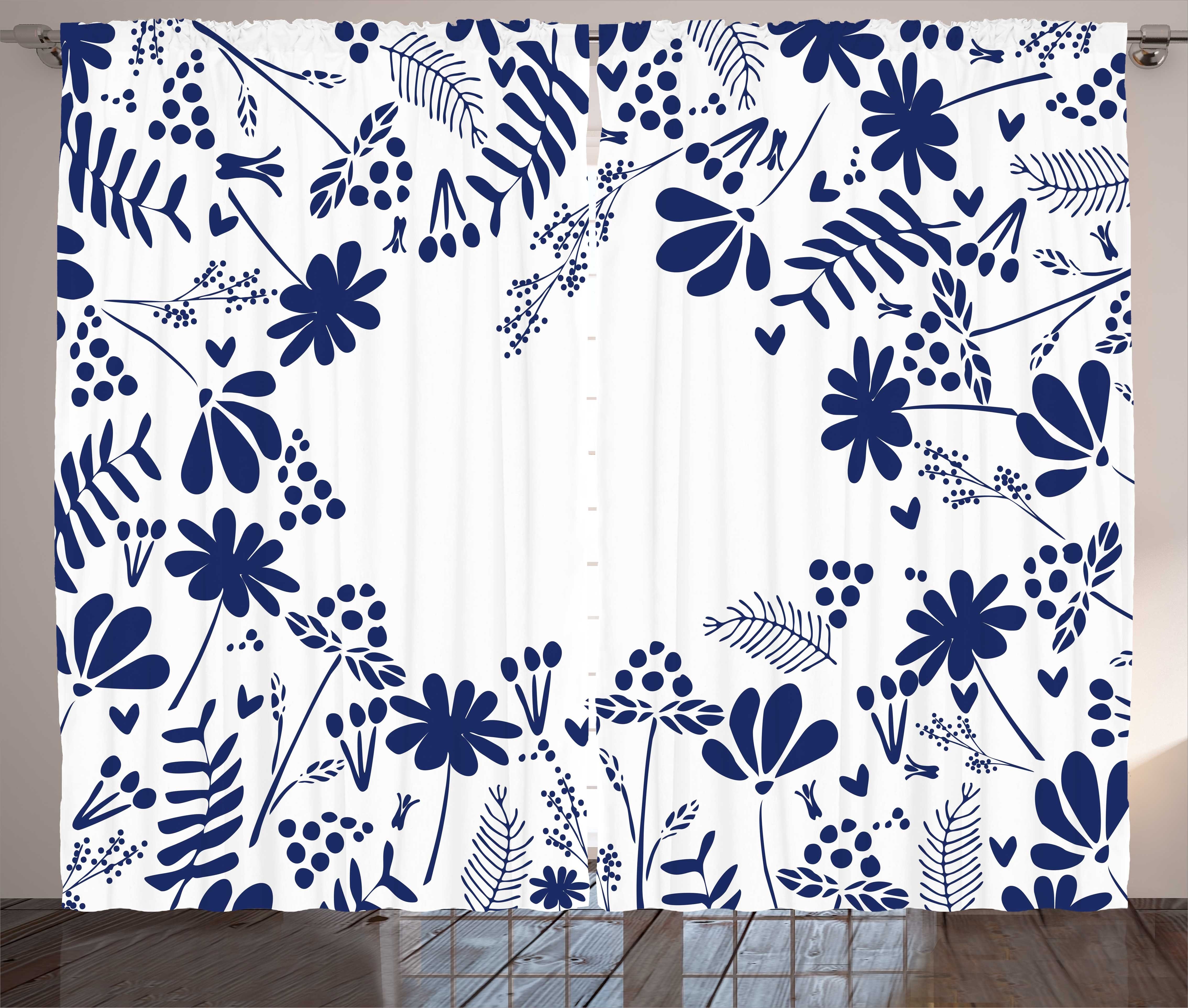 Gardine Schlafzimmer Kräuselband Vorhang mit Schlaufen und Haken, Abakuhaus, Frühling Botanische Blumen-Blatt