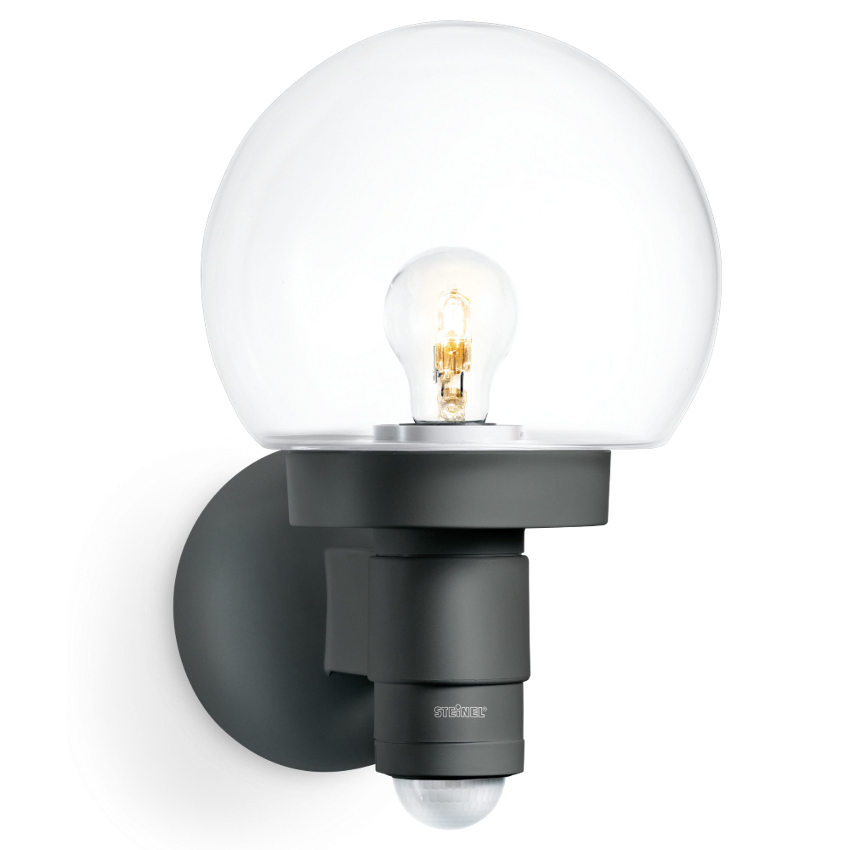 steinel Außen-Wandleuchte L 115 S, ohne Leuchtmittel, 240° Bewegungsmelder, E27, 60W, Dämmerungssensor