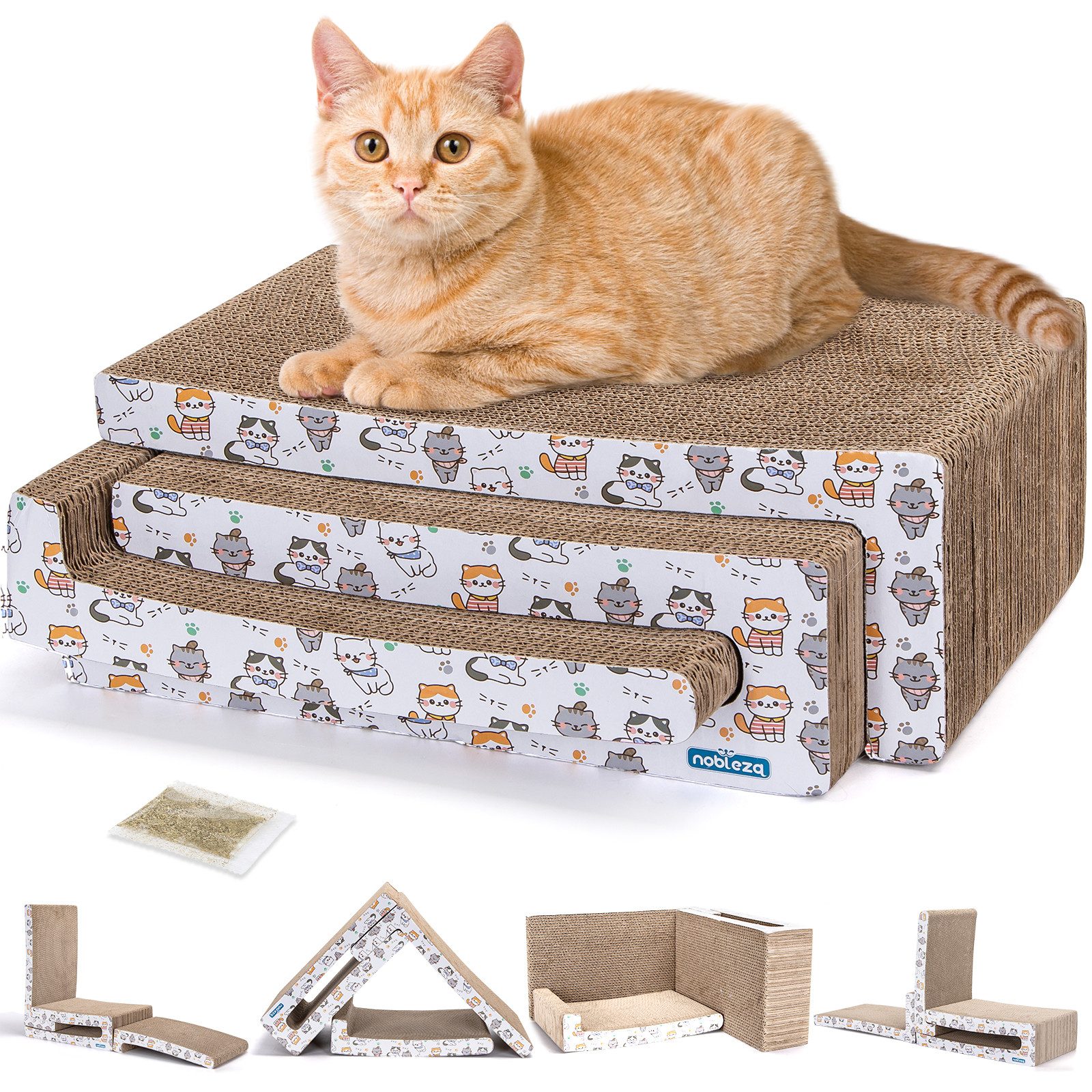 Kratzpappe Katze Kratzbrett Kratzpappe für Katzen 3 in 1 mit Katzenminze