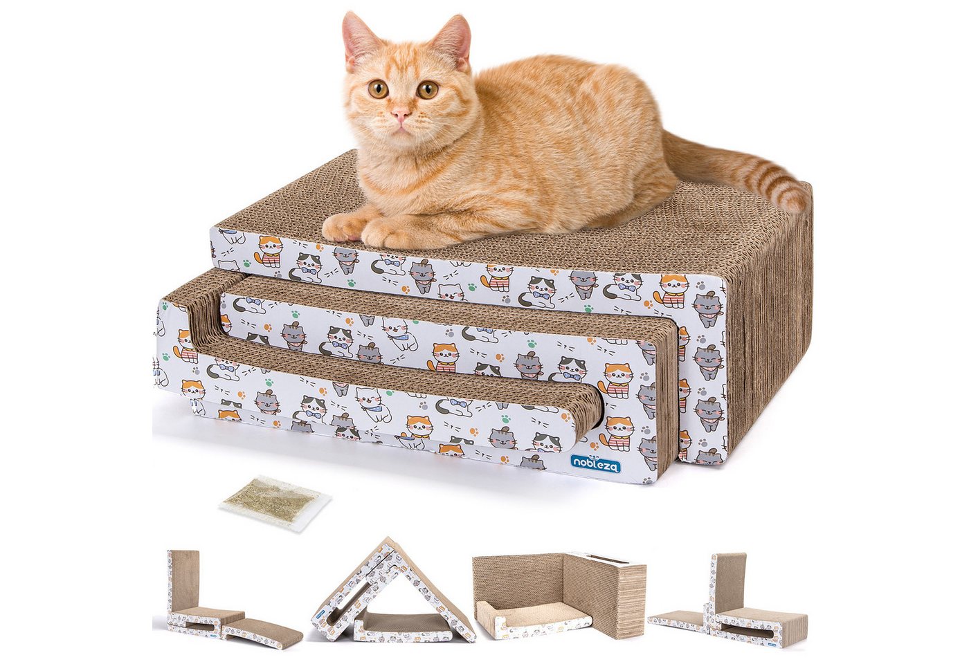 nobleza Kratzpappe Katze Kratzbrett Kratzpappe für Katzen 3 in 1 mit Katzenminze