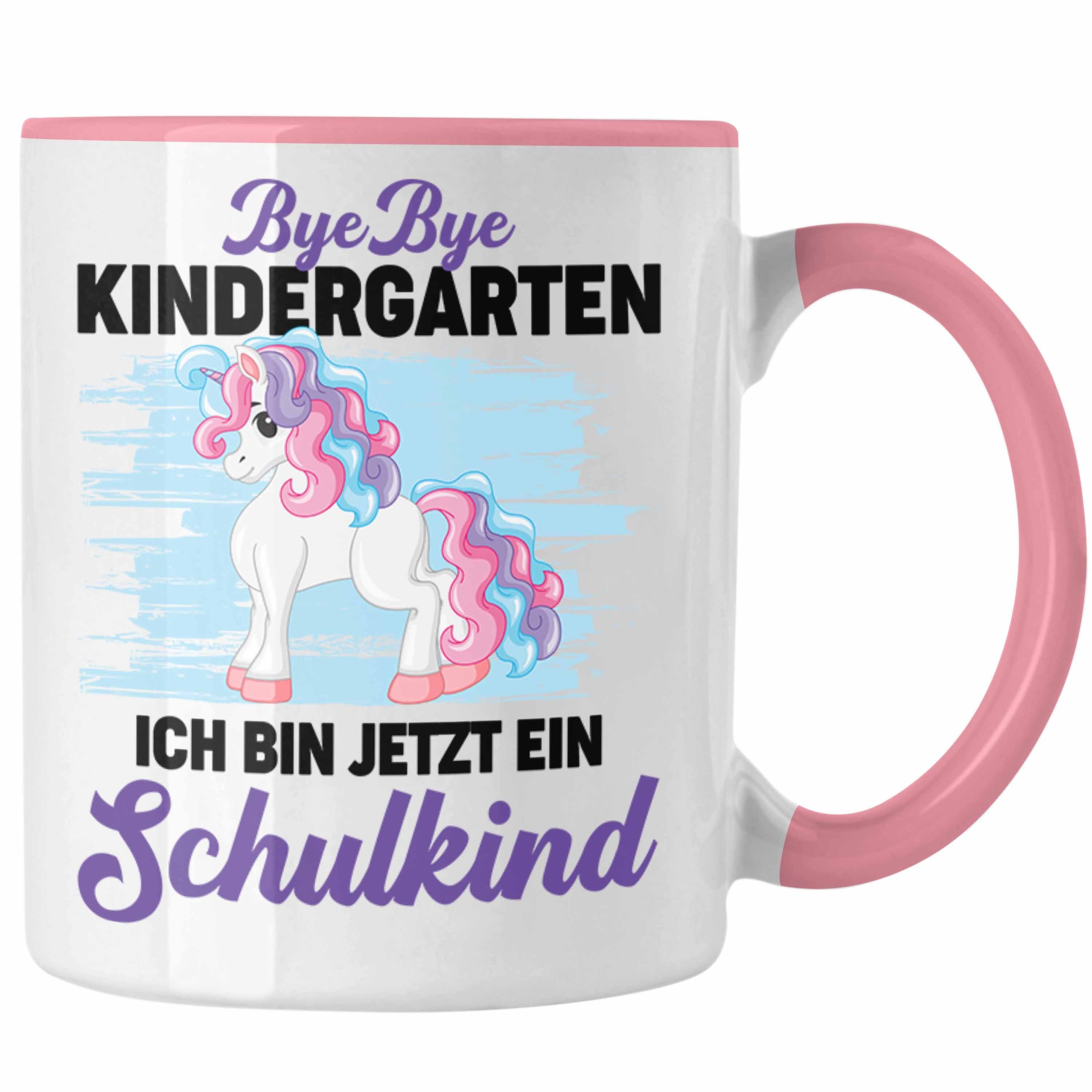 Trendation Tasse Trendation - Bye Bye Kindergarten Einschulung Mädchen Geschenk Tasse Schulstart 1. Schultag Schuleinführung Schulanfang Geschenkidee 2022 Schulkind Ich Bin Jetzt Ein Schulkind Rosa