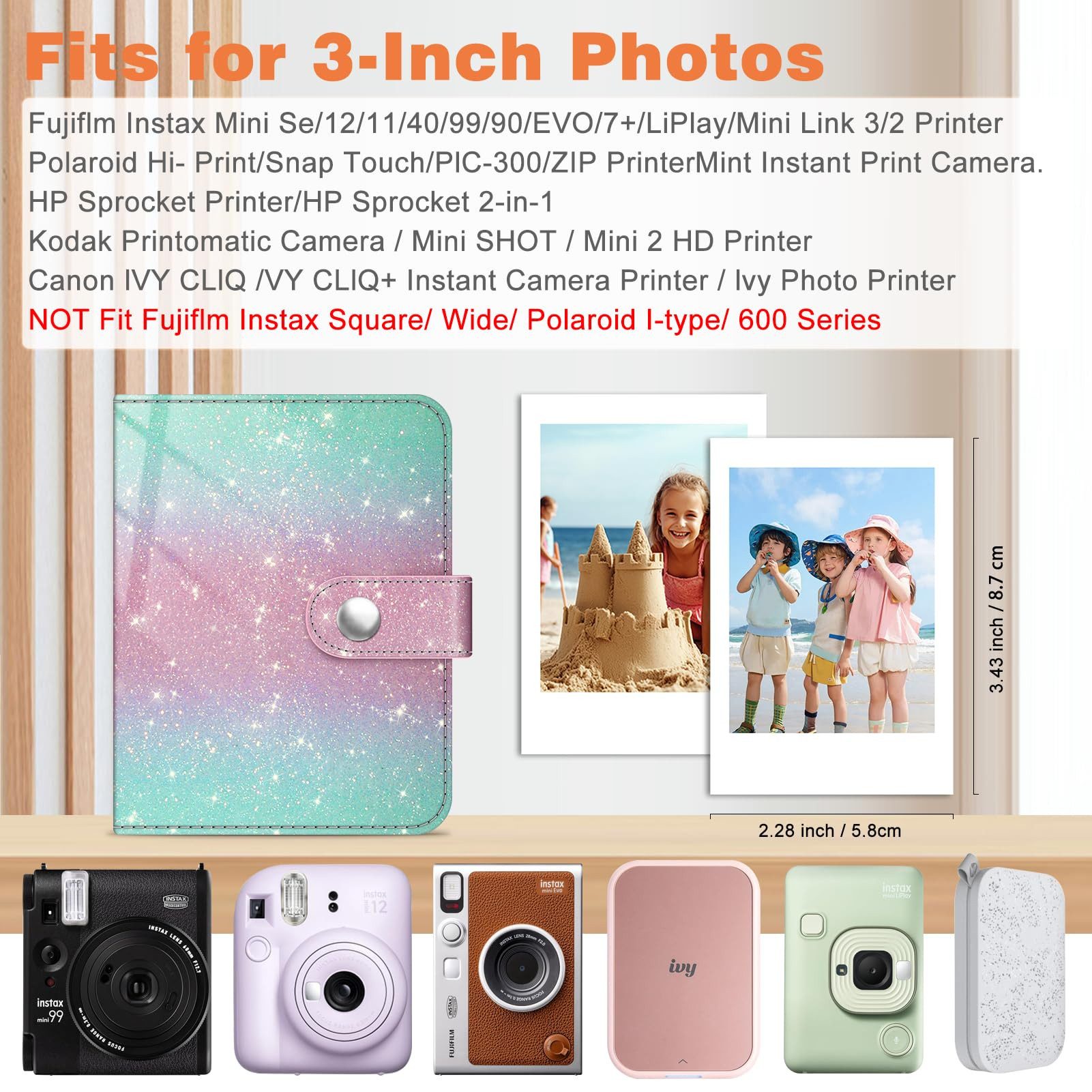 Fintie Fotoalbum Mini Fotoalbum für 2x3 Zoll Filme - 52 Taschen kleine Alben, für Fujifilm Instax Mini Sofortbildkamera/Polaroid Hi-Print Bilder
