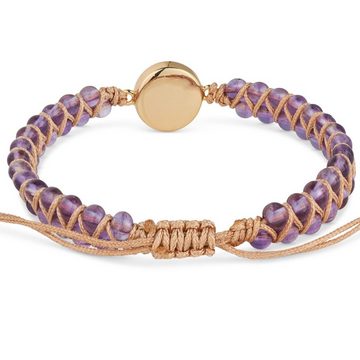 BENAVA Armband Yoga Armband - Amethyst Edelstein Perlen mit Kristall Anhänger, Handgemacht