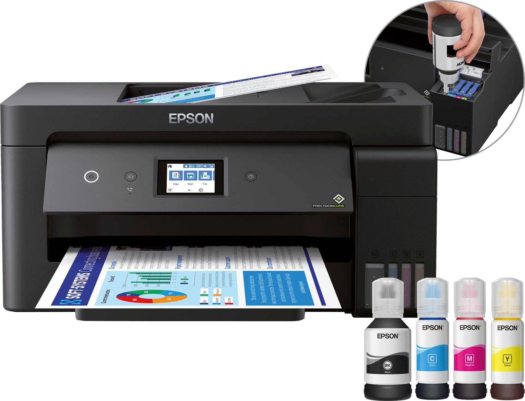 (Farbe, Touchscreen) (Wi-Fi), Epson EcoTank LC-Display Multifunktionsdrucker, ET-15000 Druck, Beidseitiger (WLAN