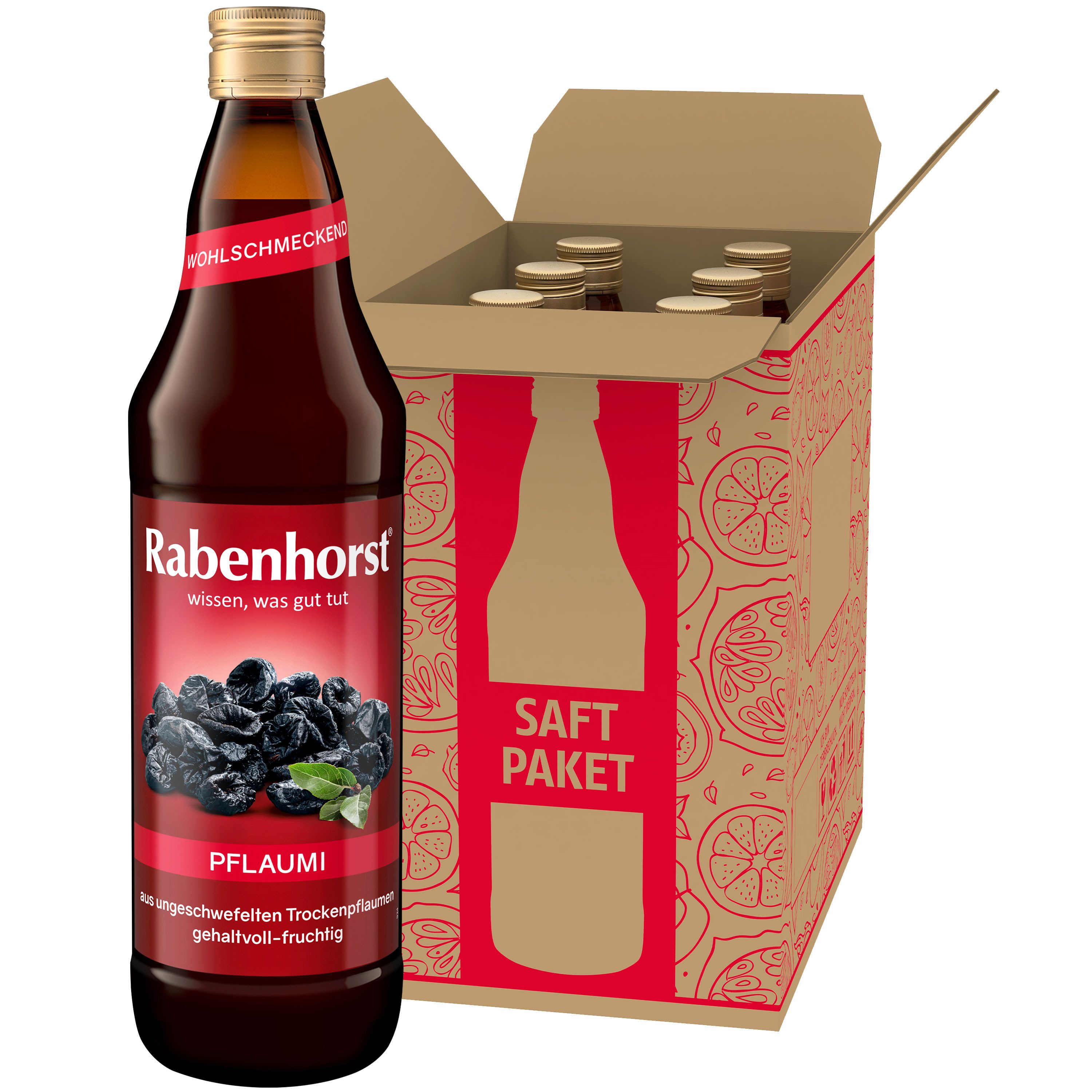 Haus Rabenhorst Saft RABENHORST Pflaumi 6er Pack (6 x 700 ml), 0,7 l, 700 ml, 6 St.
