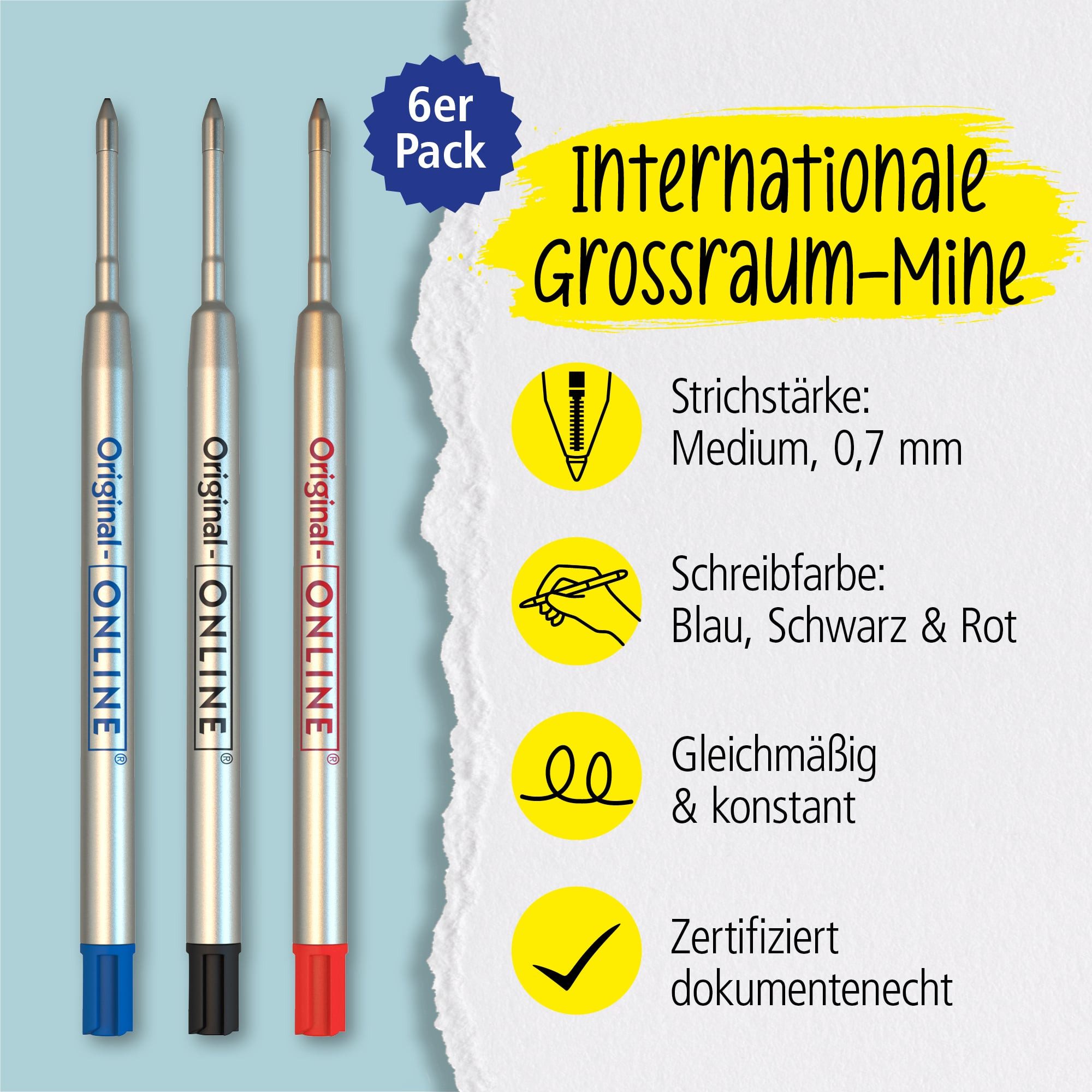 Online Pen Kugelschreiber Kugelschreiberminen, G2-Format, für Standard-Kugelschreiber, hergestellt in der Schweiz