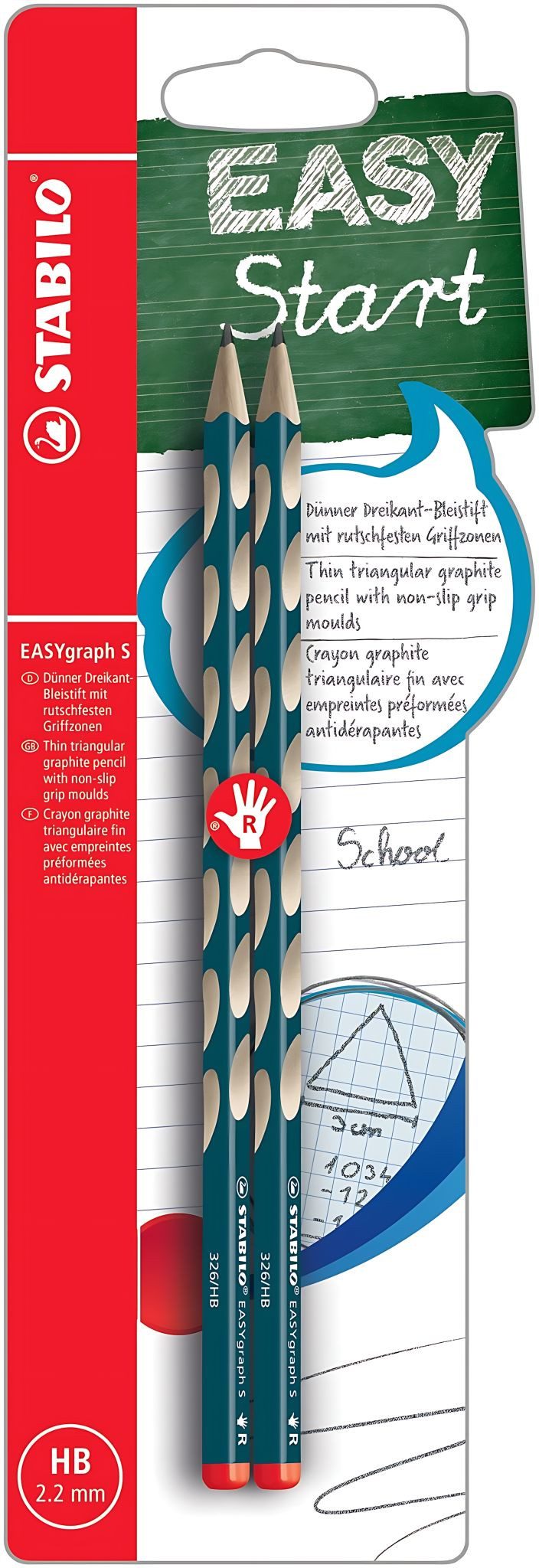 STABILO Bleistift STABILO EASYgraph S R HB petrol 2er Blister