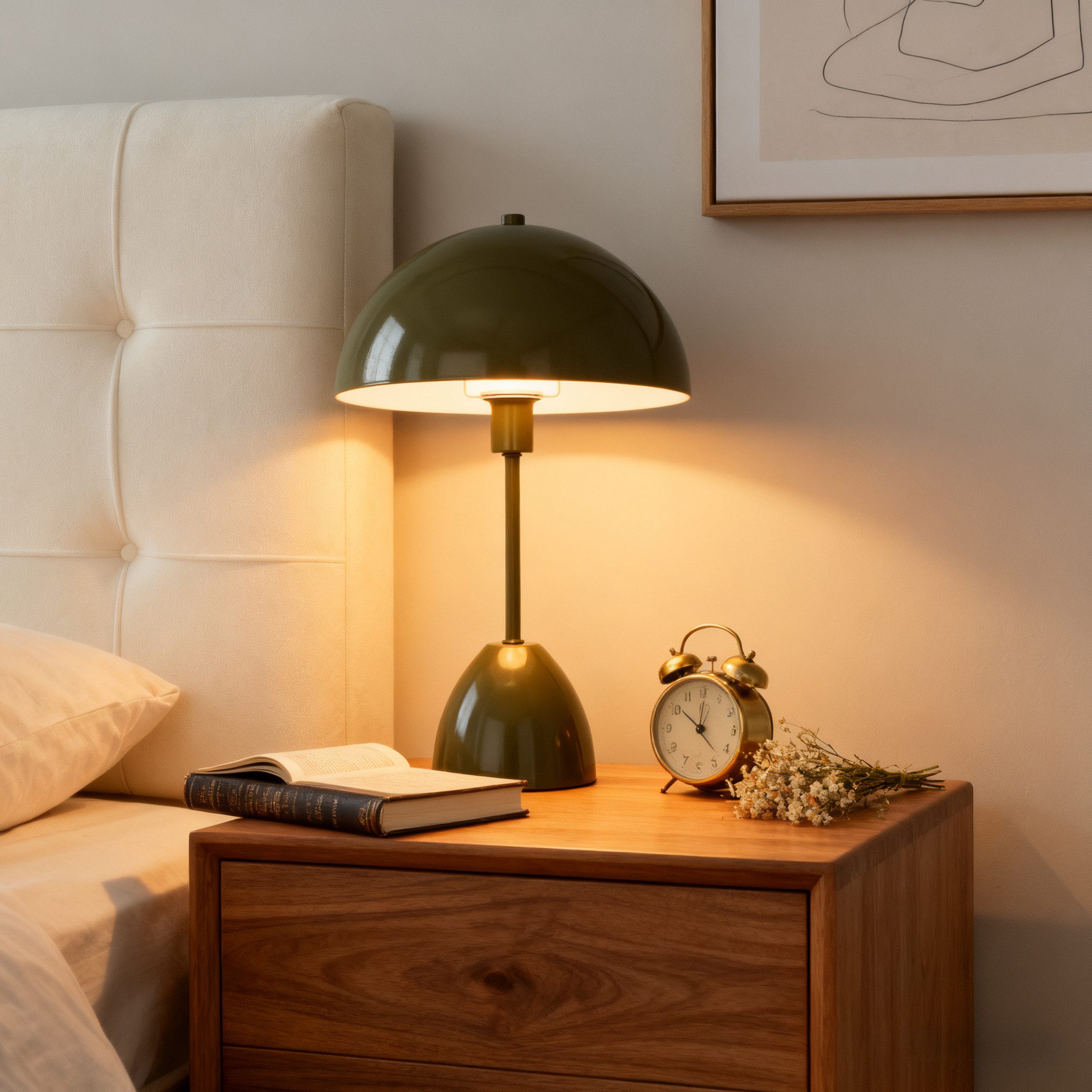 OTTO home Tischleuchte Dorrio, Leuchtmittel wechselbar, ohne Leuchtmittel, Pilzleuchte standfest Textilkabel blendfreie Nachttischleuchte