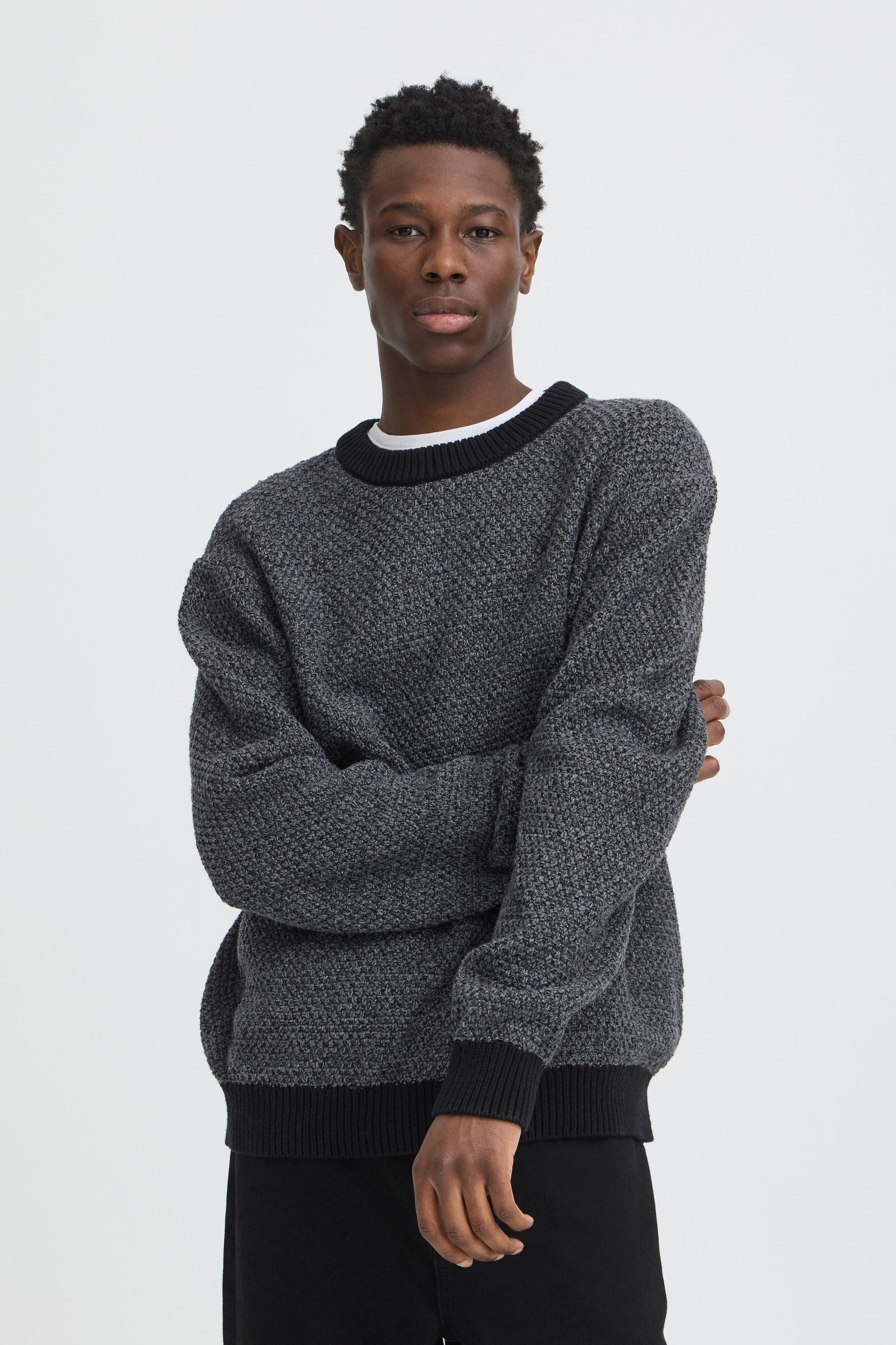 !Solid Strickpullover SDWyler Lässiger Strickpullover mit kontrastfarbenen Bündchen