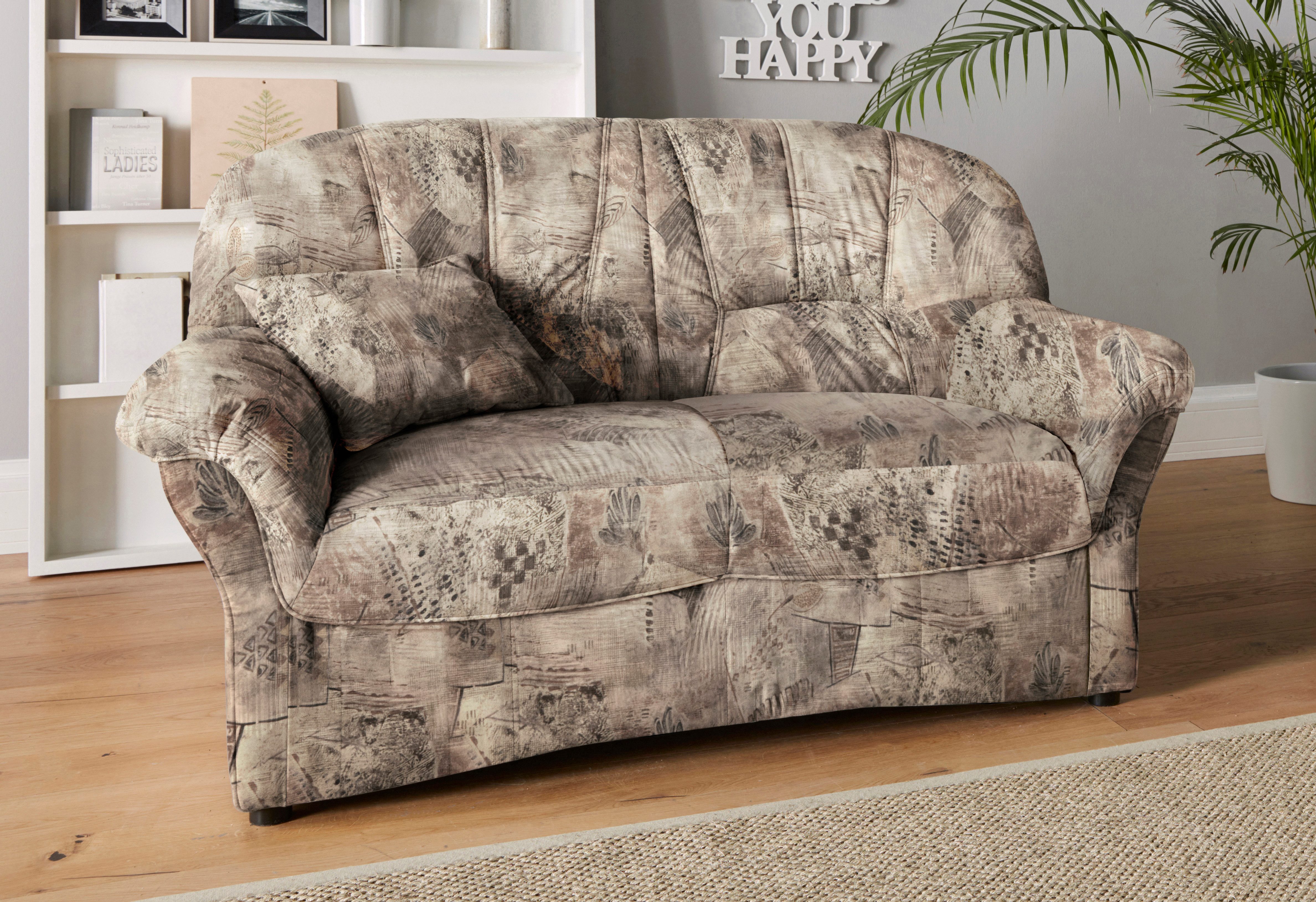 DOMO collection 3-Sitzer Bahia Couch, B/T: 200/92 cm, belastbar bis 140kg/ Sitz, mit Federkern, Microfaser MELROSE®, mocca