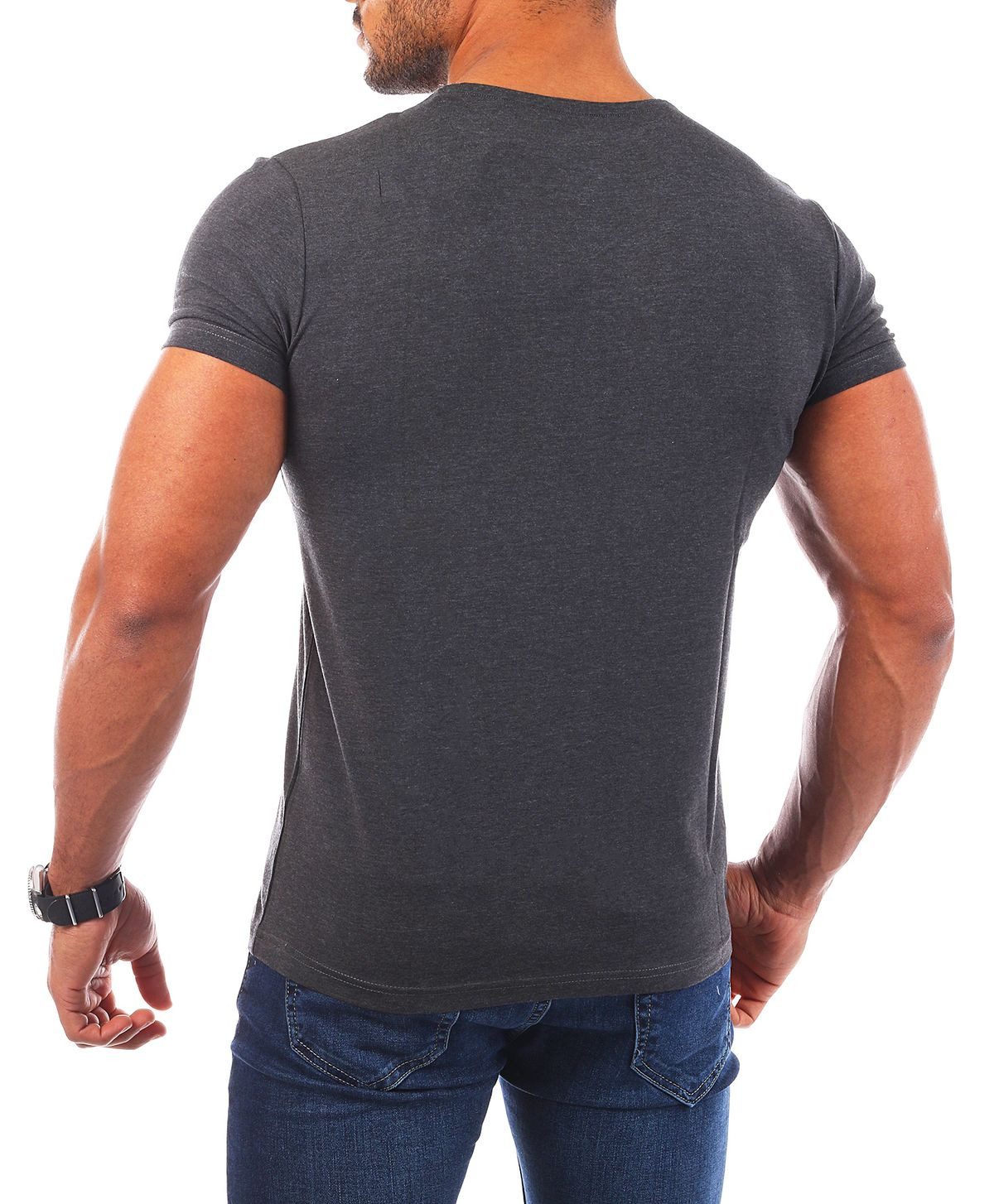 Young & Rich T-Shirt Herren Uni Basic V-neck V-Ausschnitt Unterziehshirt 1700 V-Ausschnitt unifarben kurzarm slim fit