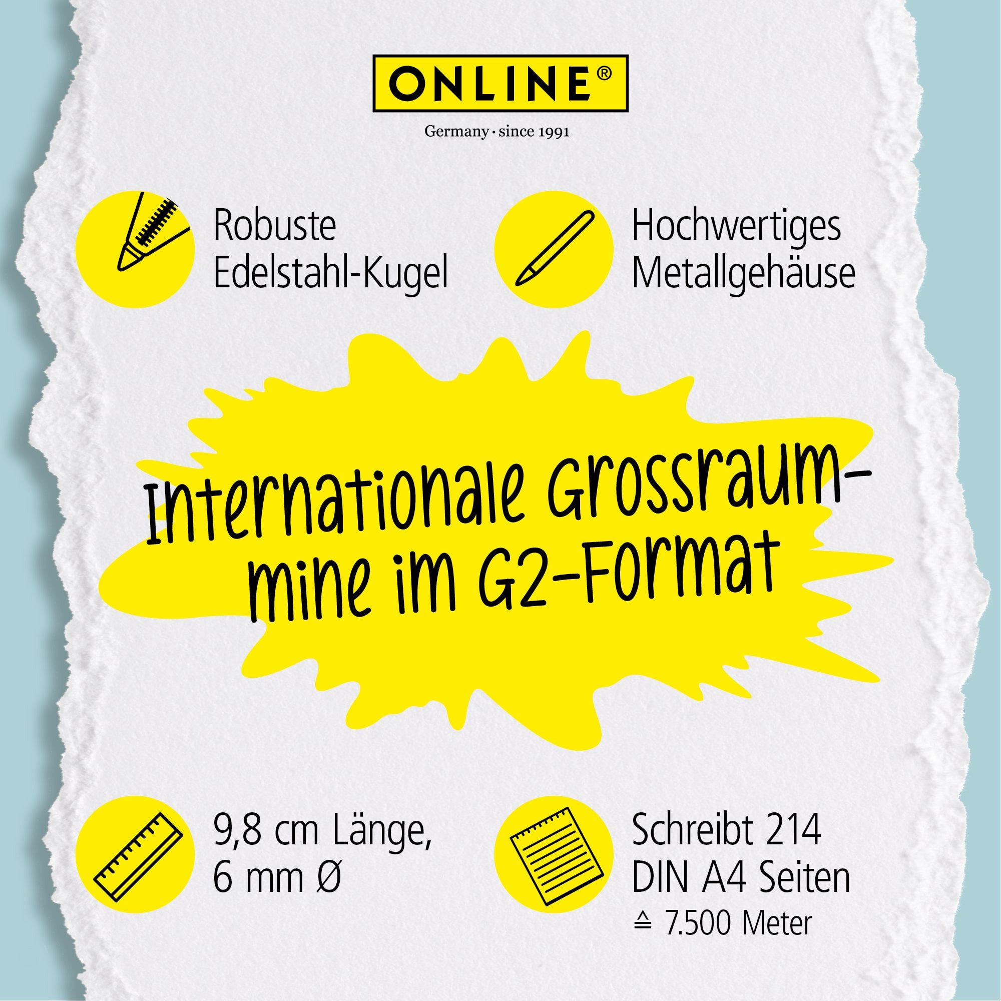 Online Pen Kugelschreiber Kugelschreiberminen, G2-Format, für Standard-Kugelschreiber, hergestellt in der Schweiz – Bild 4 von 5