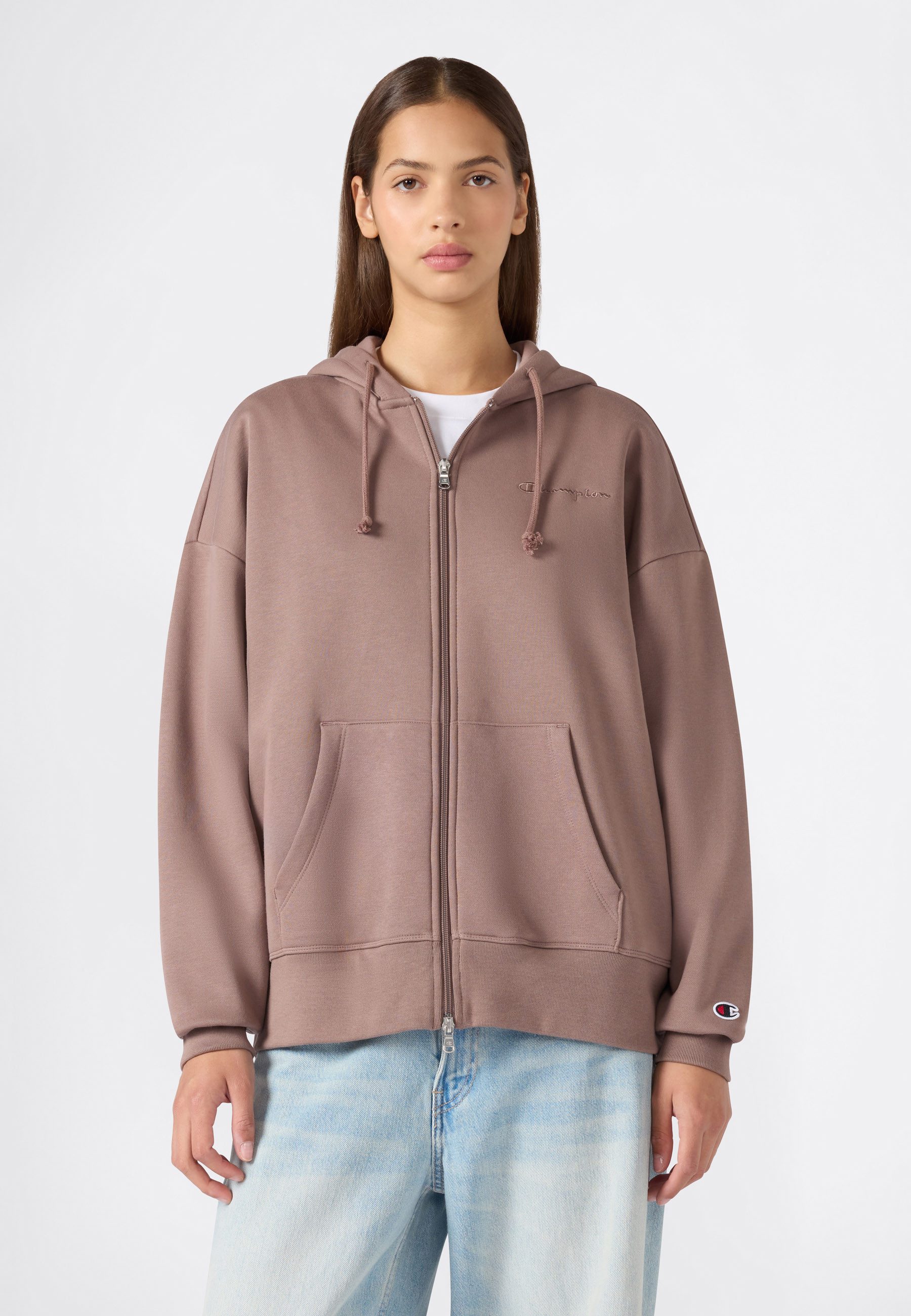 Champion Kapuzensweatjacke SPORTWEAR ZIP-UP HOODIE Oversized Fit mit Kapuze, Oversized Fit, aus Baumwolle und Polyester