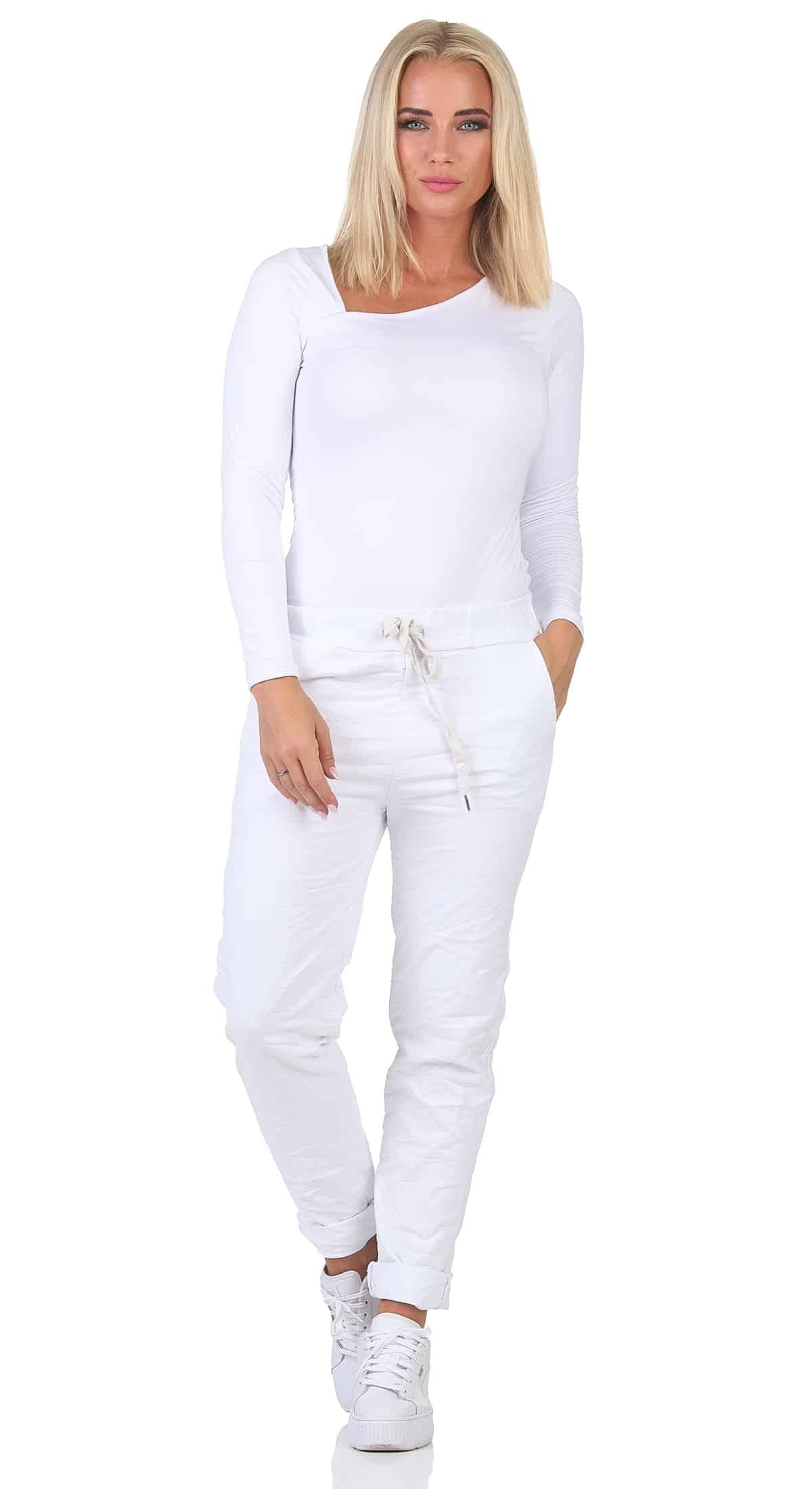 OriginalYou Schlupfhose Damen Freizeithose Winter Cotton mit Stretch bequeme Chino Hose Gummibund & Kordelzug, unifarben – Bild 5 von 5