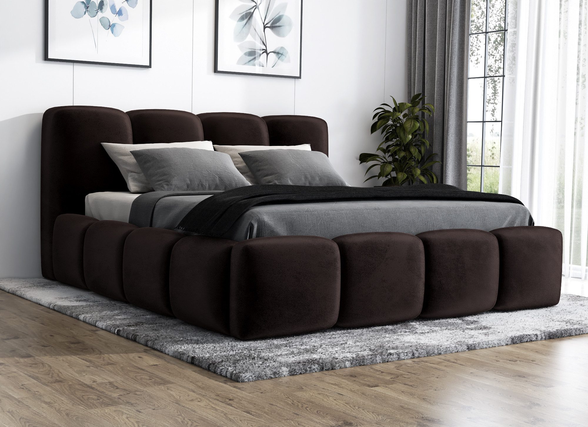 A&J МебельLand GmbH Polsterbett DANA mit Matratze, Lattenrost und Bettkasten. (Bett mit Kopfteil. Matratze und Lattenrost gratis! Bettkasten mit großem Stauraum. Viele Вариантыn zur Auswahl – wählen Sie Размер und Farbe!, TOP ANGEBOT), Длина: 220 cm Höhe Kopfteil: 100 cm