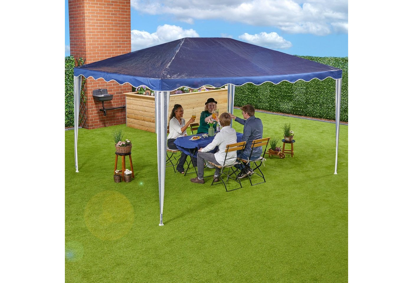 Thumbnail - relaxdays Pavillon Dunkelblauer Pavillon 3x4 m