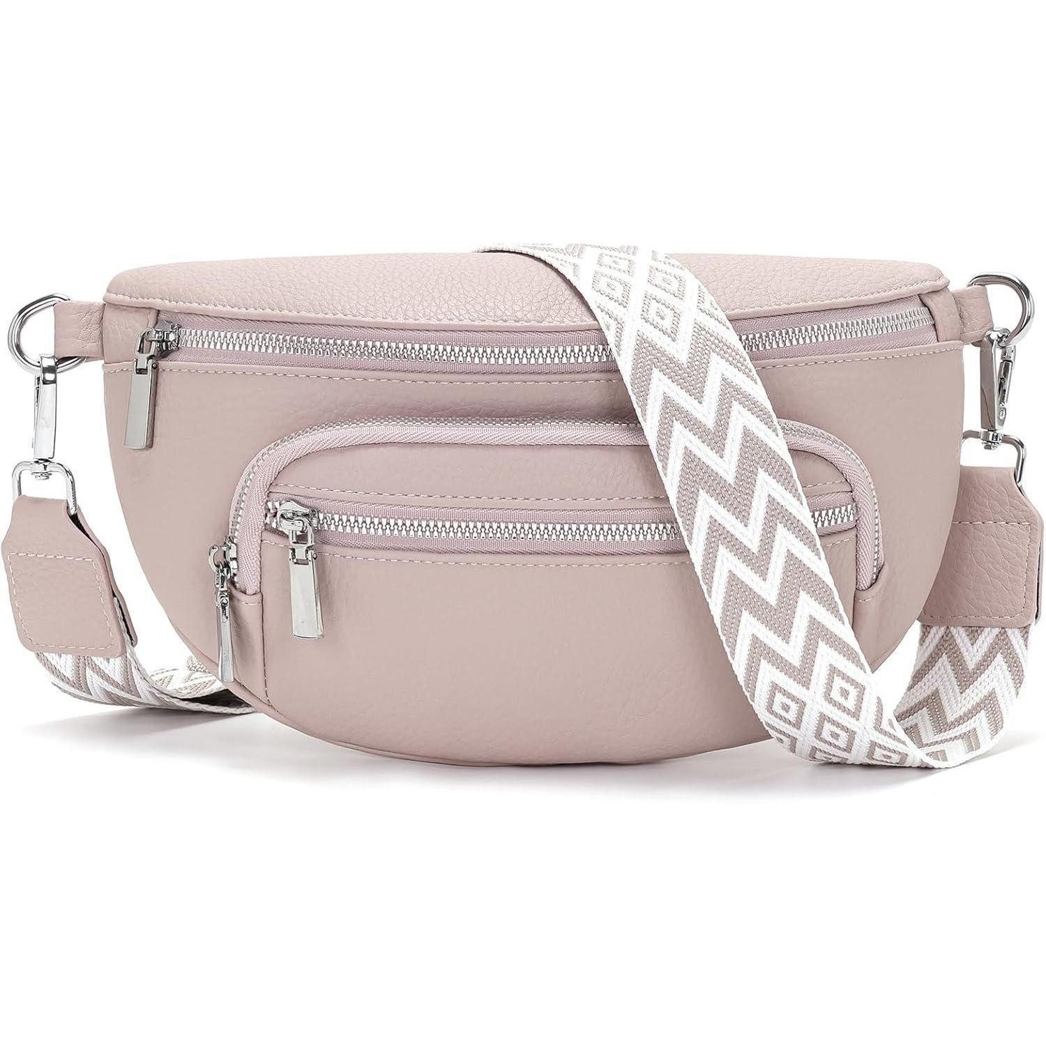 LuxusKollektion Bauchtasche Kleine Damen Bauchtasche Beige Umhängetasche Gürteltasche Veganes