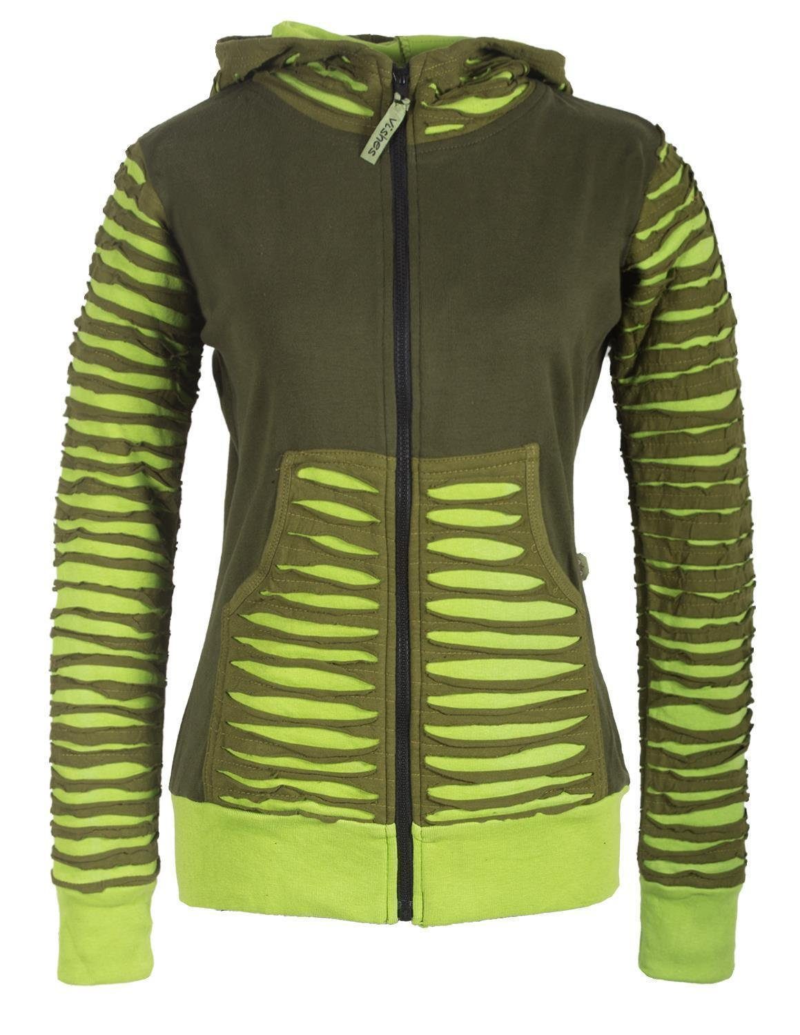 Vishes Kapuzensweatjacke Patchworkjacke Kapuzenjacke Hoodie Cutwork günstig online kaufen