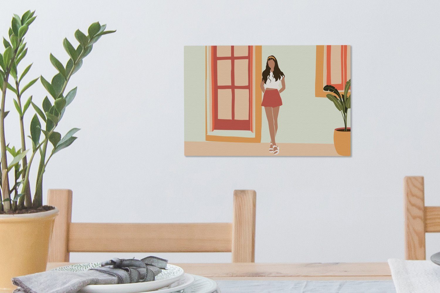 OneMillionCanvasses® Leinwandbild Frau - Kleidung 30x20 St), cm Leinwandbilder, (1 Wandbild - Wanddeko, Aufhängefertig, Sommer - Pastell