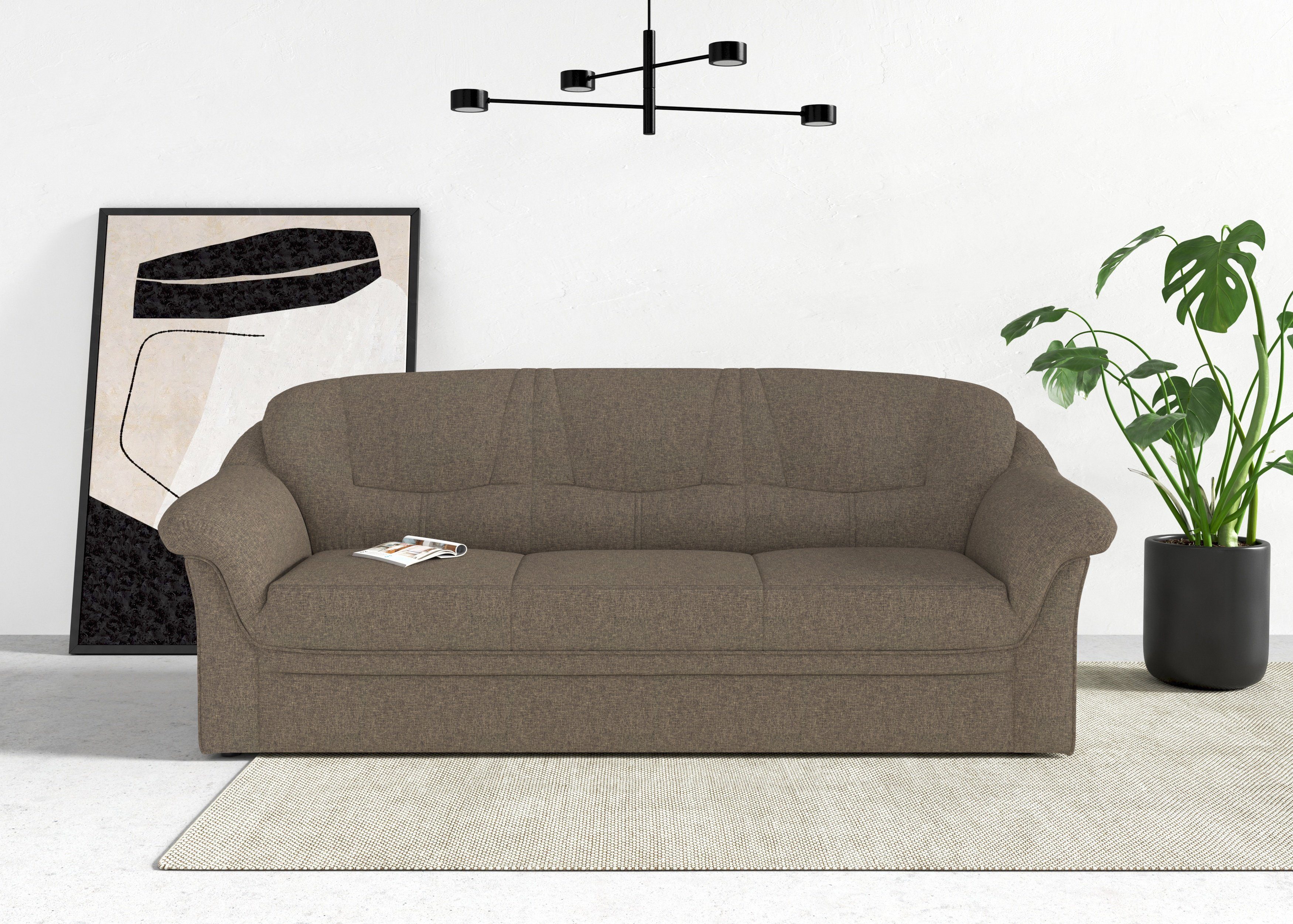 DOMO collection 3-Sitzer Montana für kleine Räume, Breite 184cm, komfortabel und zeitlos, bequeme Armlehnen