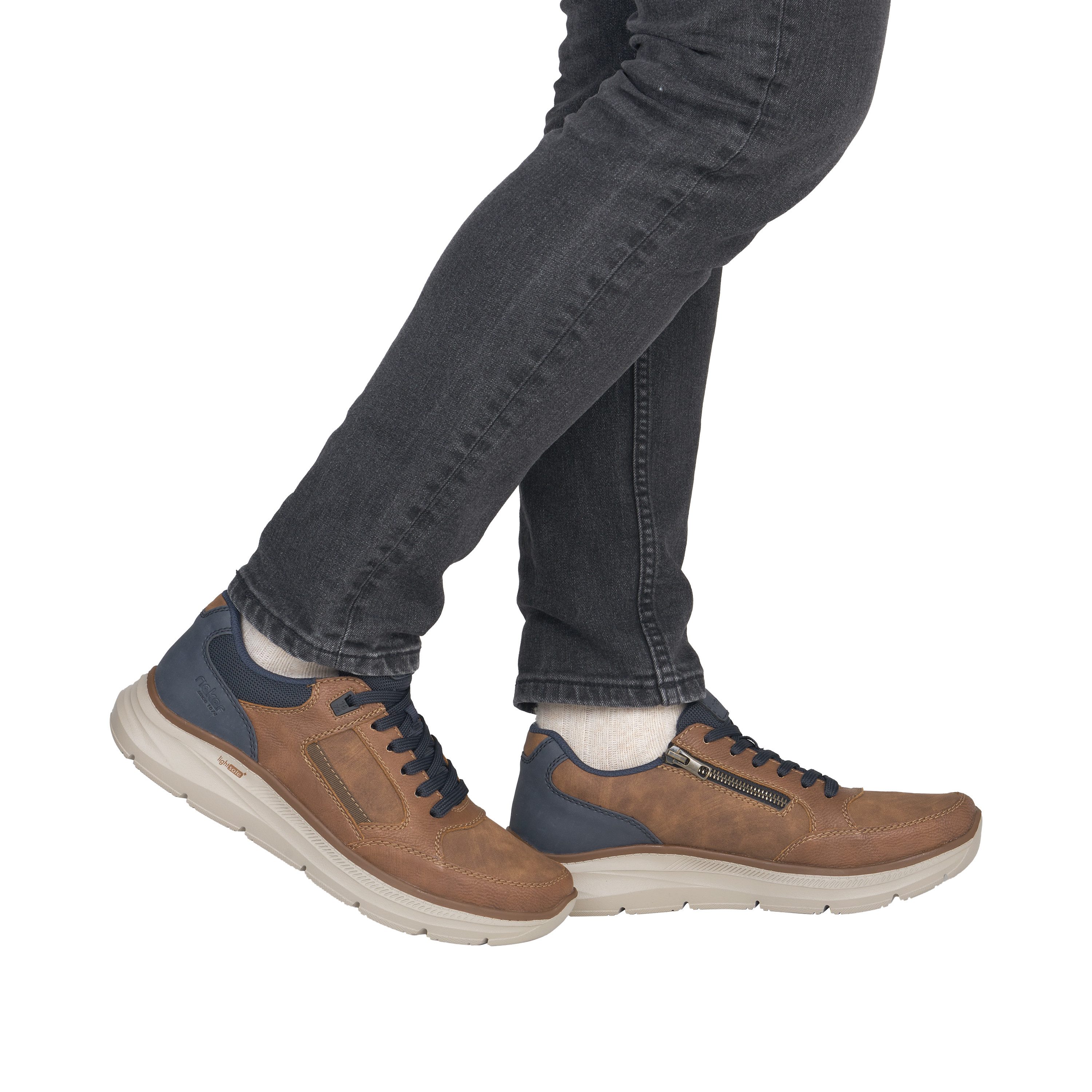 Rieker Sneaker Schnürschuh, Halbschuh mit Kontrastbesatz, schmale Form